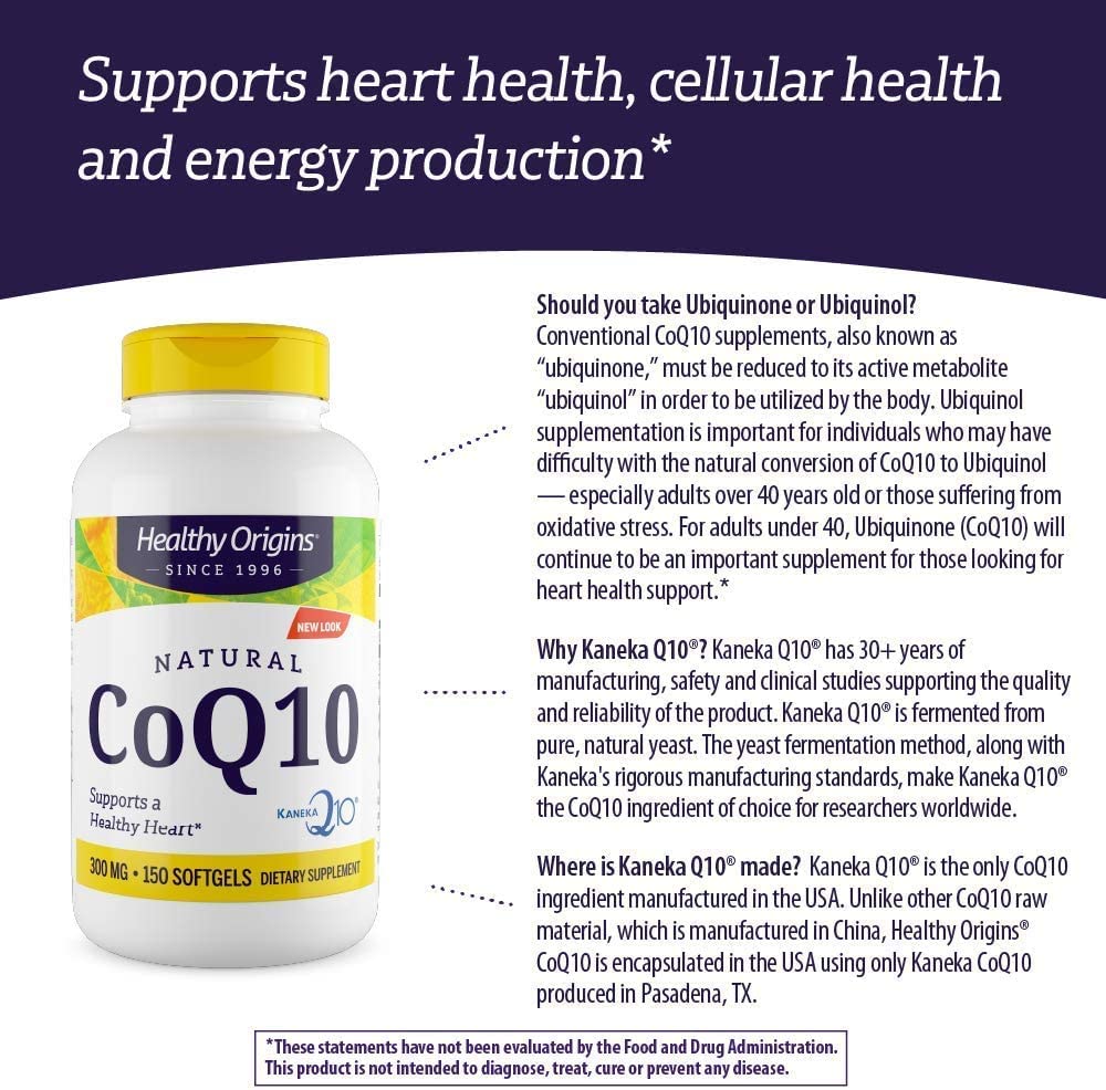 Healthy Origins CoQ10 (Kaneka Q10), 300 mg - Heart Health & Energy Supplement Healthy Origins