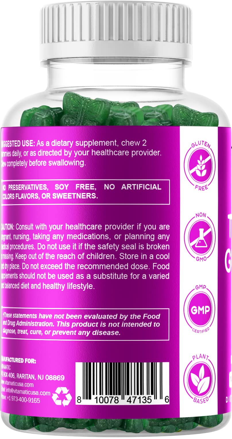 Vitamatic Vegan Thyroid Support Gummies with Iodine & Kelp - 60 Count - Improve Your Vitamatic