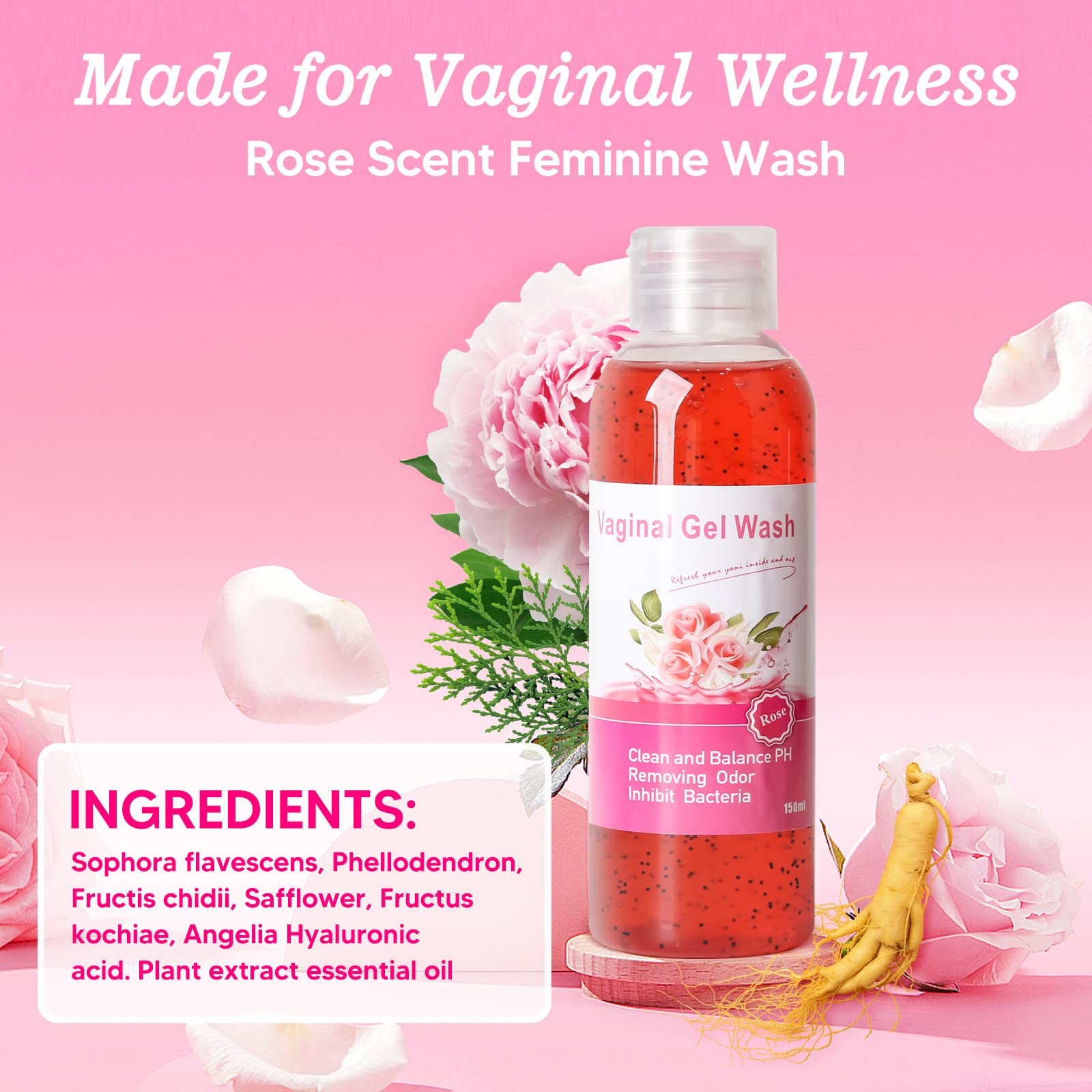 Feminine Wash & Yoni Oil & Yoni Soap Set for Women, Yoni Wash for Vaginal Ph Balance Remove Odor BASSI