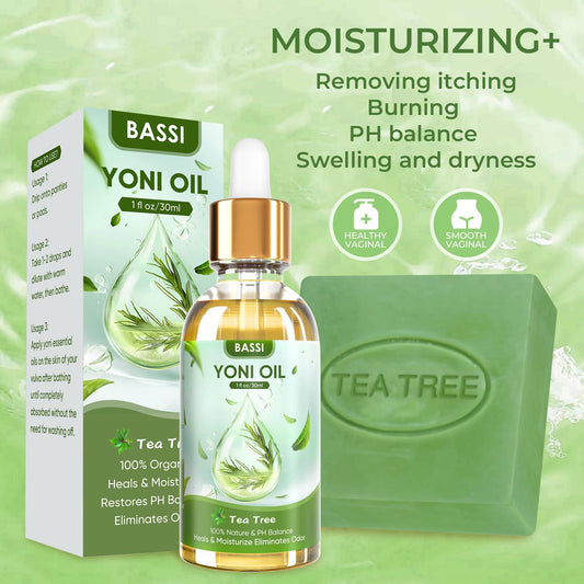 Feminine Wash & Yoni Oil & Yoni Soap Tea Tree Set for Women, Yoni Wash for Vaginal Ph Balance Remove