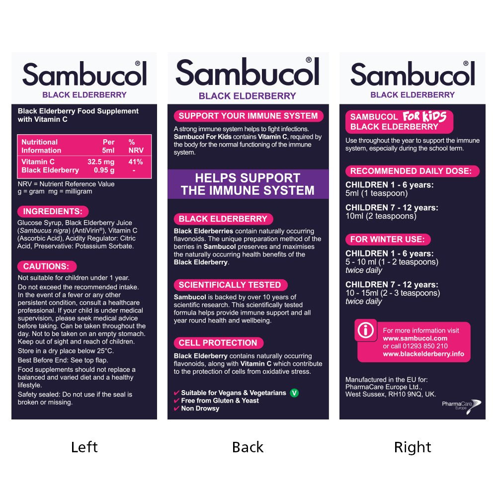 Sambucol Kids 120 ml For Immune Support, Drop Sambucol