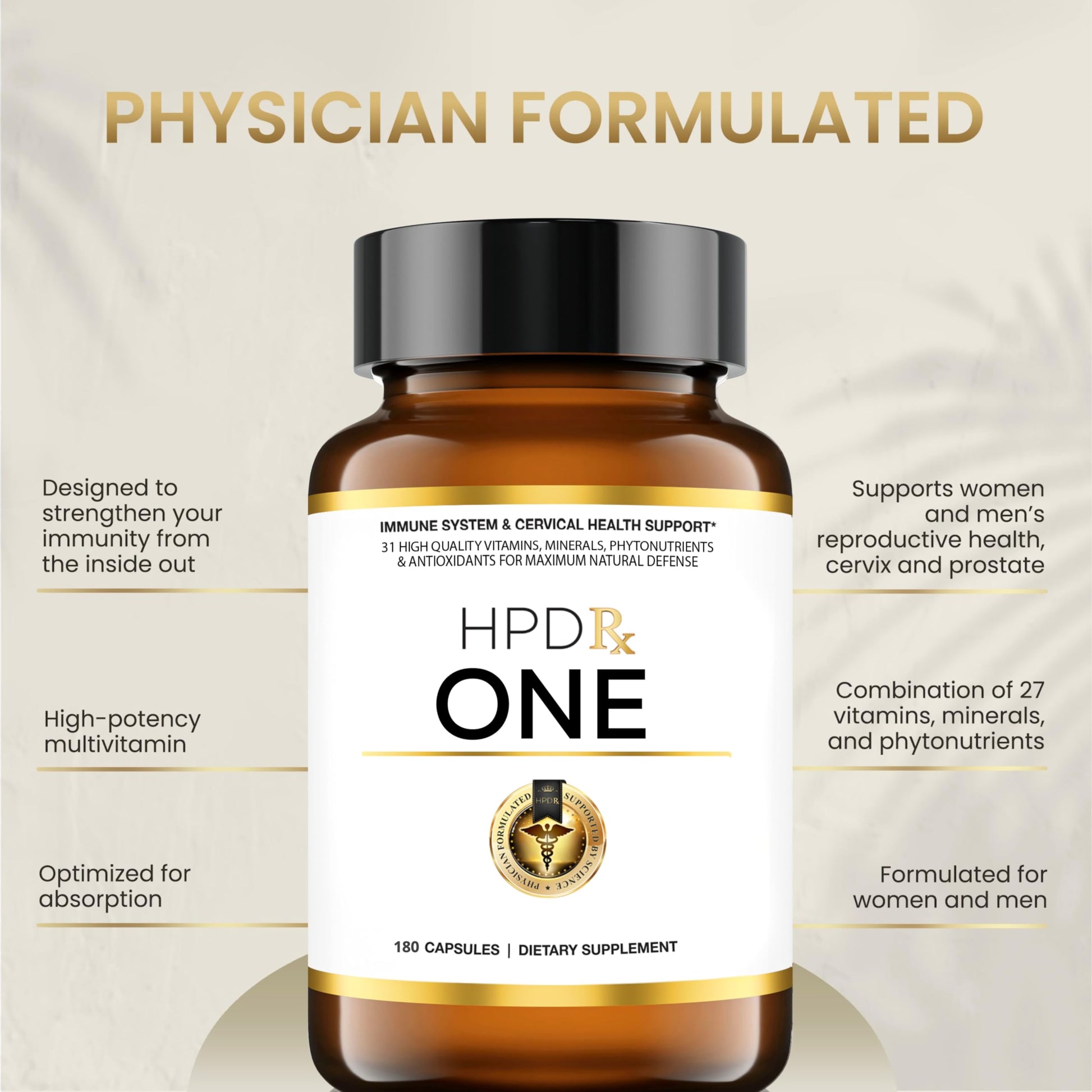 HPD Rx ONE Immunity Boost Multivitamin | HPV Supplements for Women and Men, 2 Pack HPD Rx