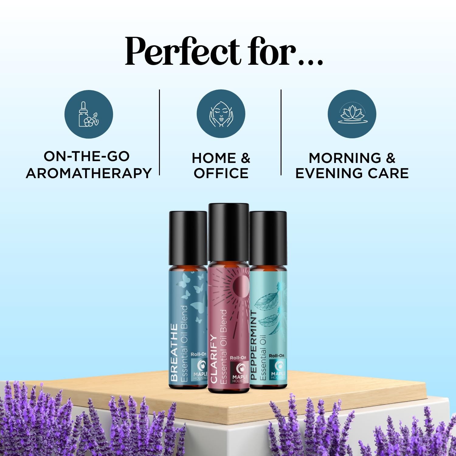 Headache Roll on Essential Oils - Aromatherapy Essential Oils Sets Variety Pack with Peppermint Clarify Maple Holistics