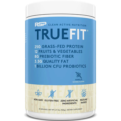 RSP NUTRITION AminoLean Pre Workout Energy (BlackBerry Pomegranate 30 Servings) with TrueFit Protein Powder (Vanilla 2 LB)