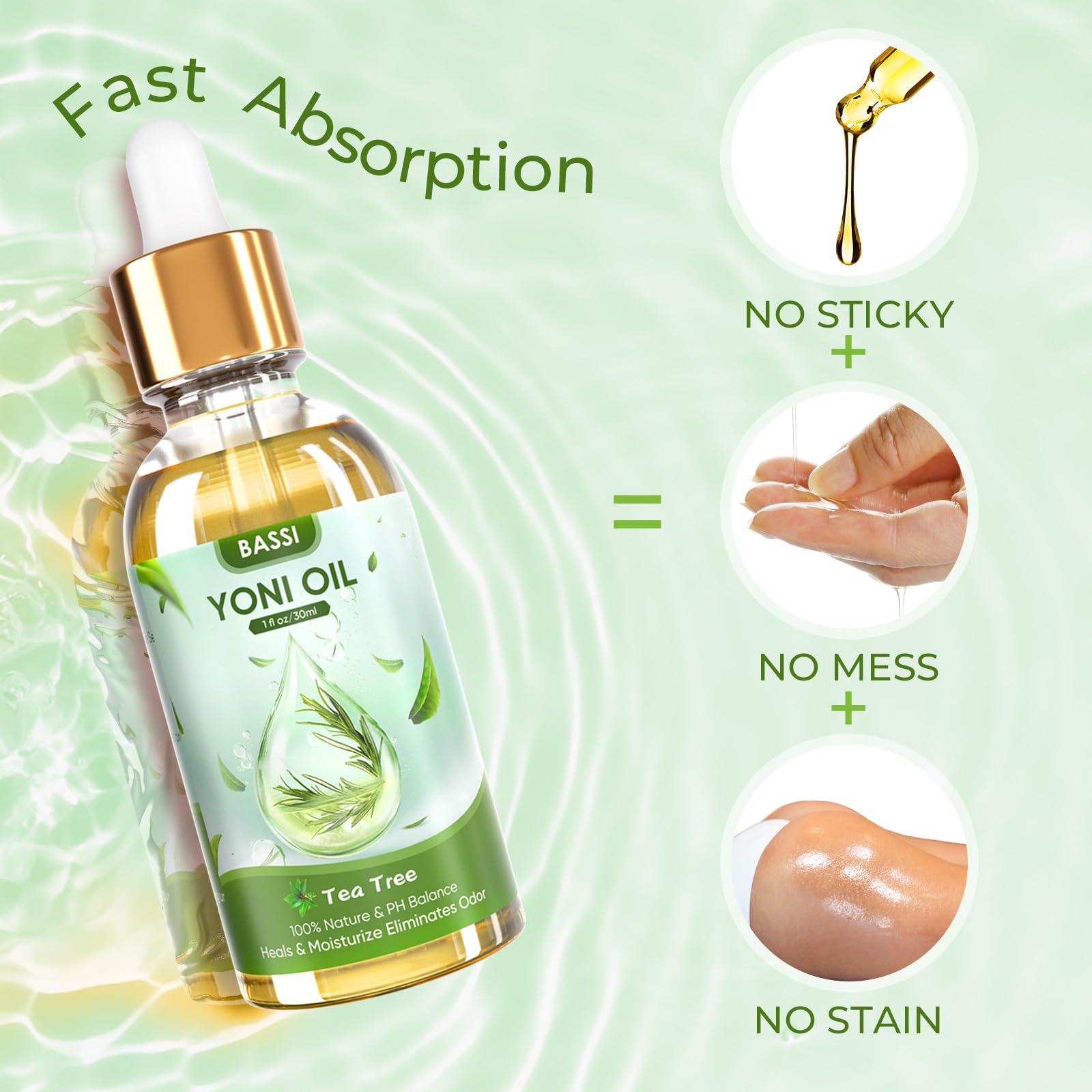 BASSI 2PCS Yoni Oil Organic Feminine Oil Vaginal Moisturizer For Wetness - Ph Balance for Women BASSI