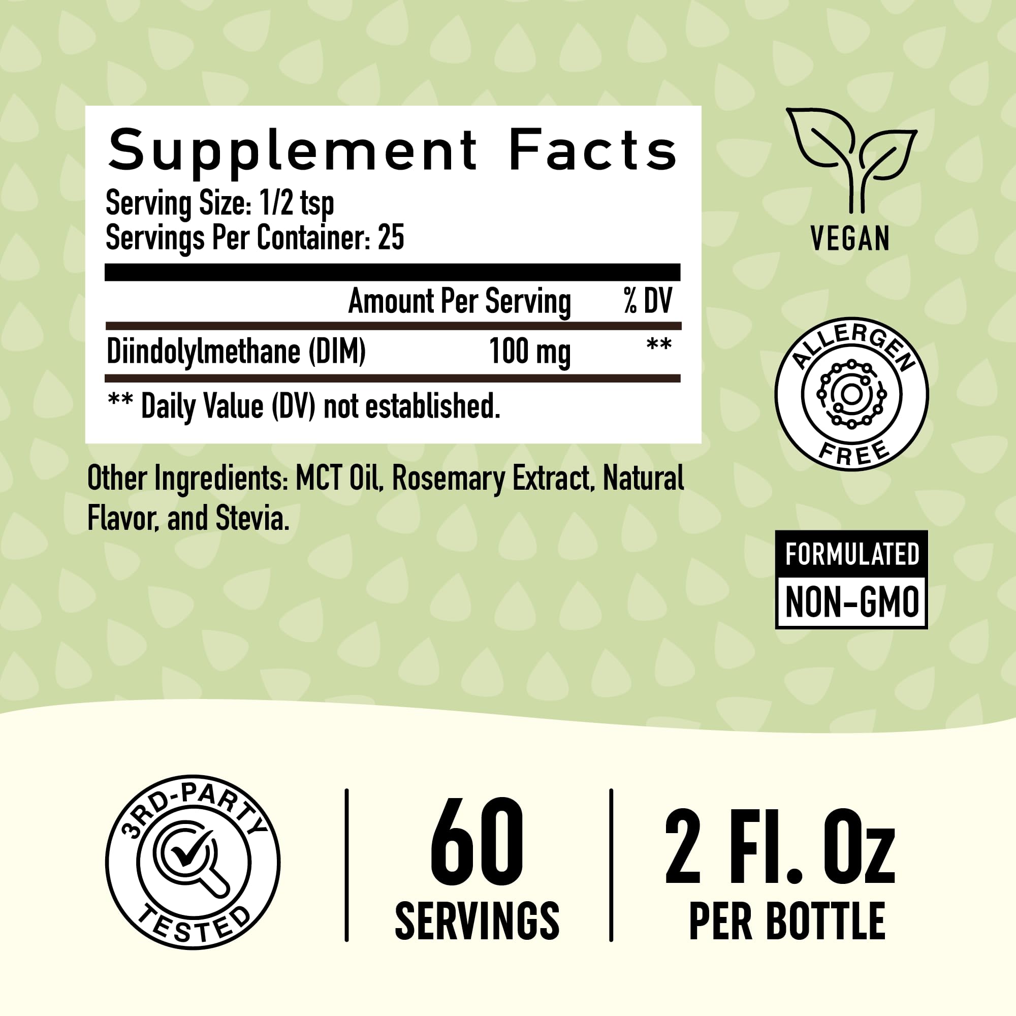 DIM Supplement Liquid Drops 100mg for Estrogen Balance for Women & Men | Hormone Balance SMNutrition