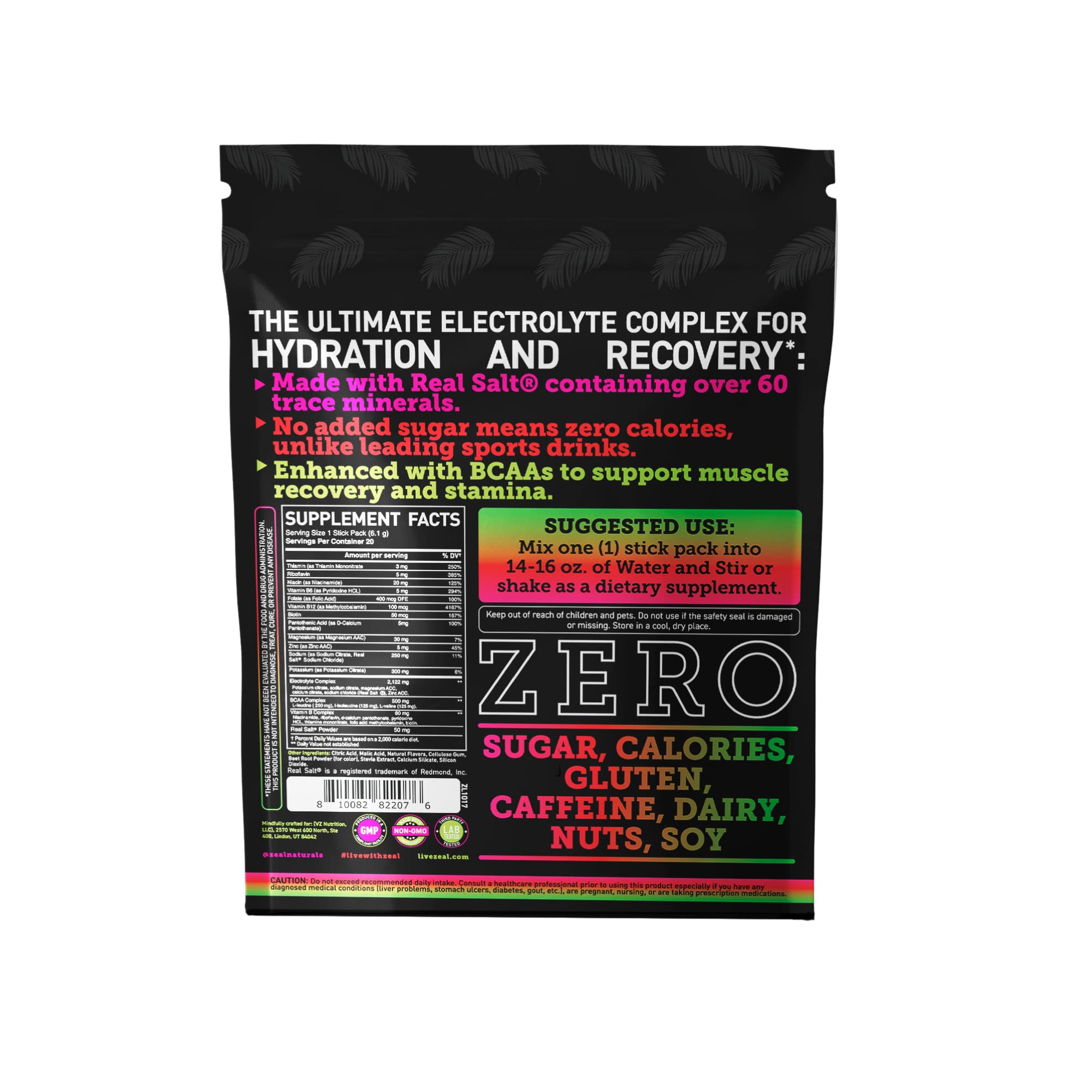 Enhanced Powder Stick Packs (Cherry Limeade- 20 Packets) Sugar Free + BCAA B Zeal Naturals