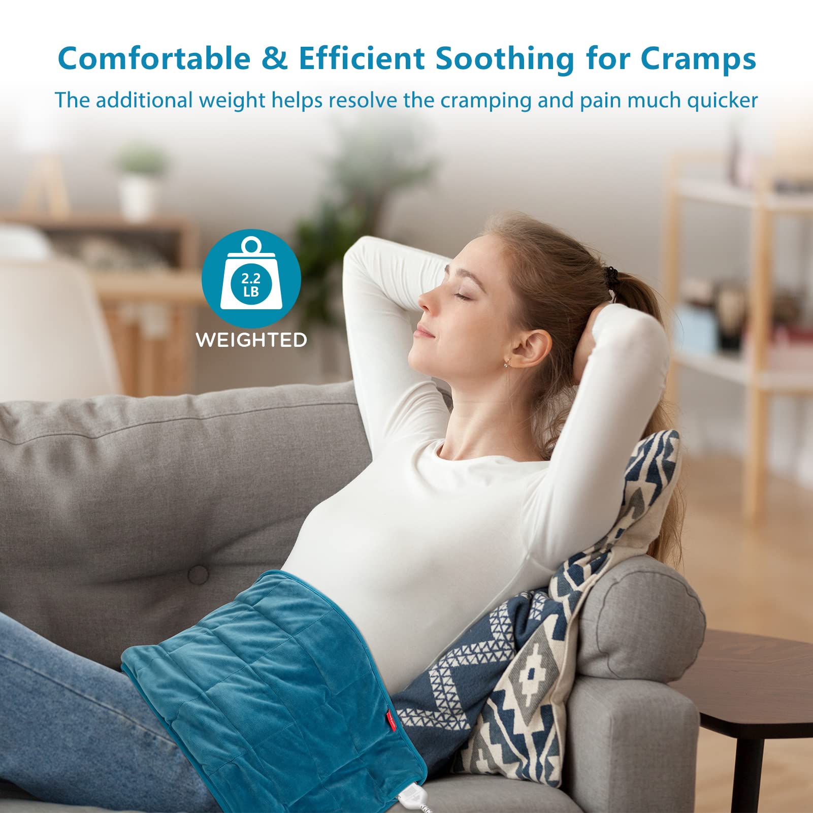 Comfytemp Full Weighted Heating Pad for Back Pain & Cramps Relief, 2.2lb Large Electric Comfytemp