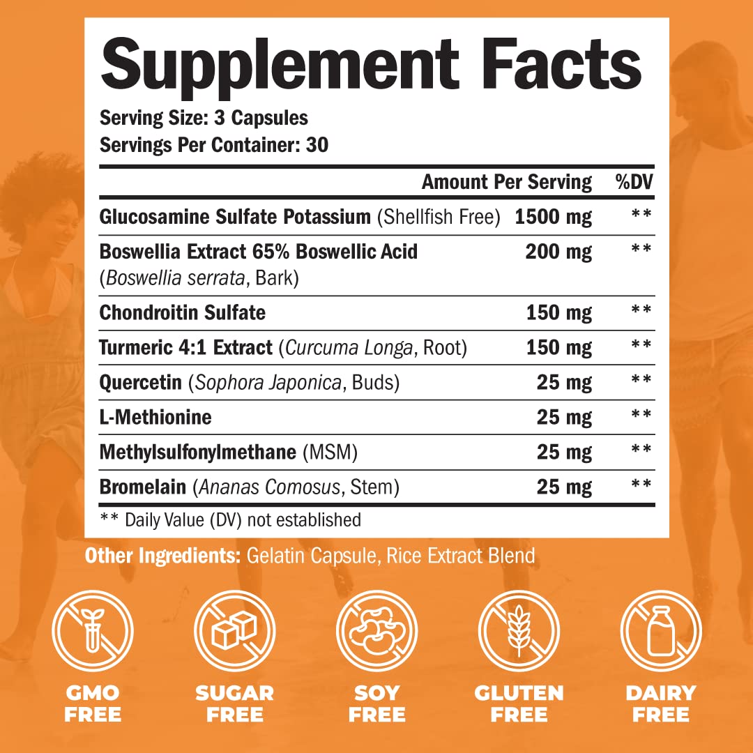 Glucosamine Chondroitin MSM Turmeric Boswellia - Joint Support Supplement. Antioxidant Vimerson Health