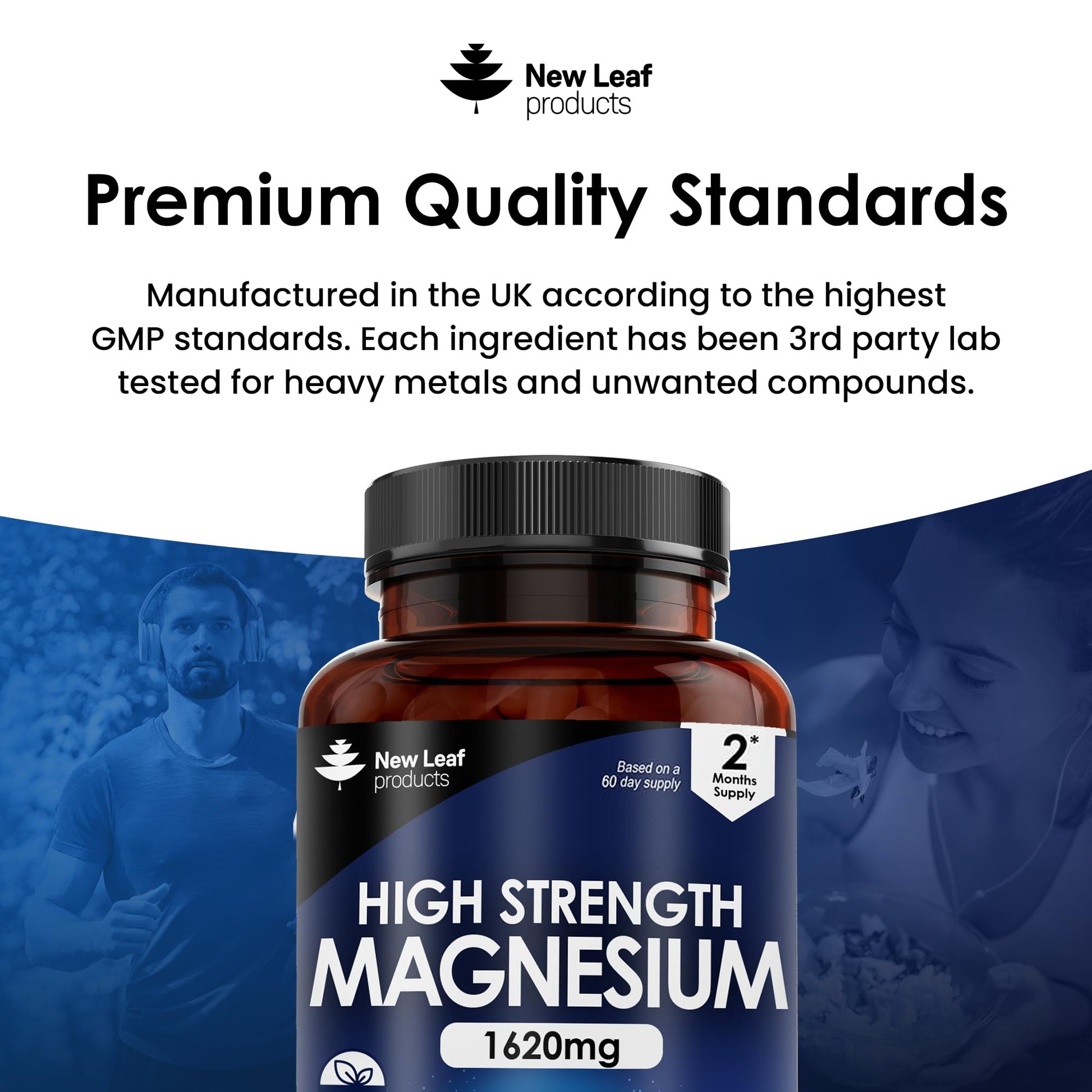 Magnesium Supplements 1620mg - Super Strength - Magnesium Citrate Capsules NEW LEAF PRODUCTS