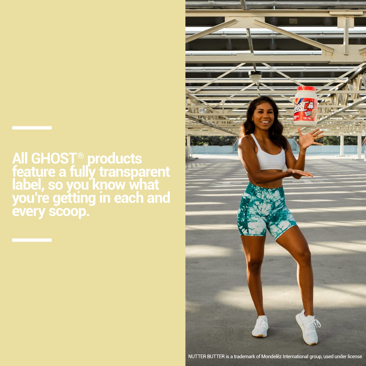 GHOST Whey Protein Powder, Nutter Butter - 2LB Tub, 26G of Protein - Peanut Butter GHOST