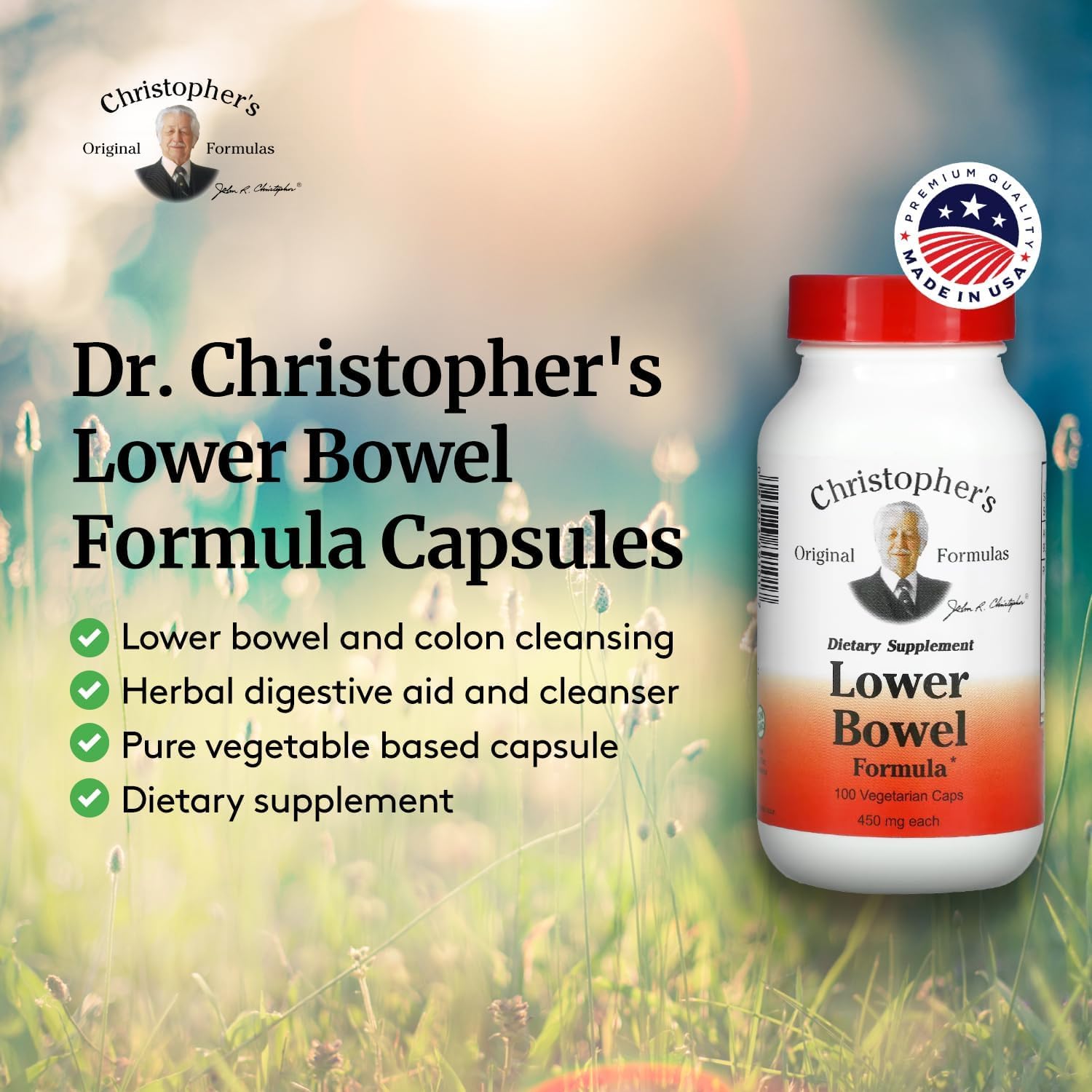 Dr. Christopher's Lower Bowel Cleanse Formula Capsules - Herbal Laxative Colon Dr. Christopher's
