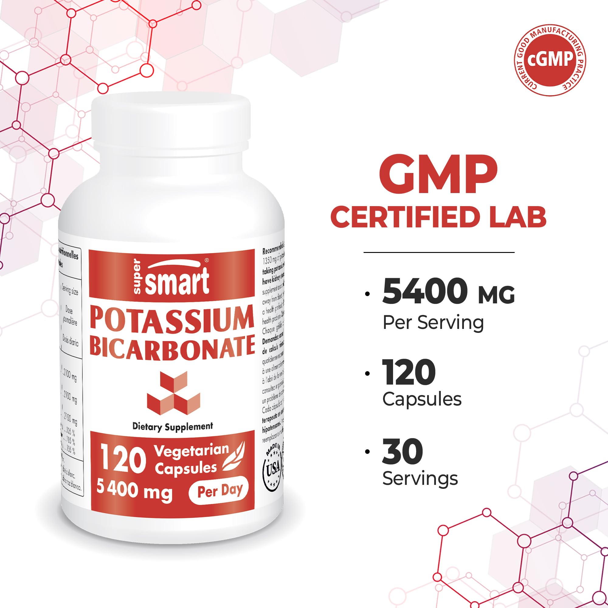 Supersmart - Potassium Bicarbonate 5400mg per Day (High Dose) - Electrolyte Mineral Supersmart