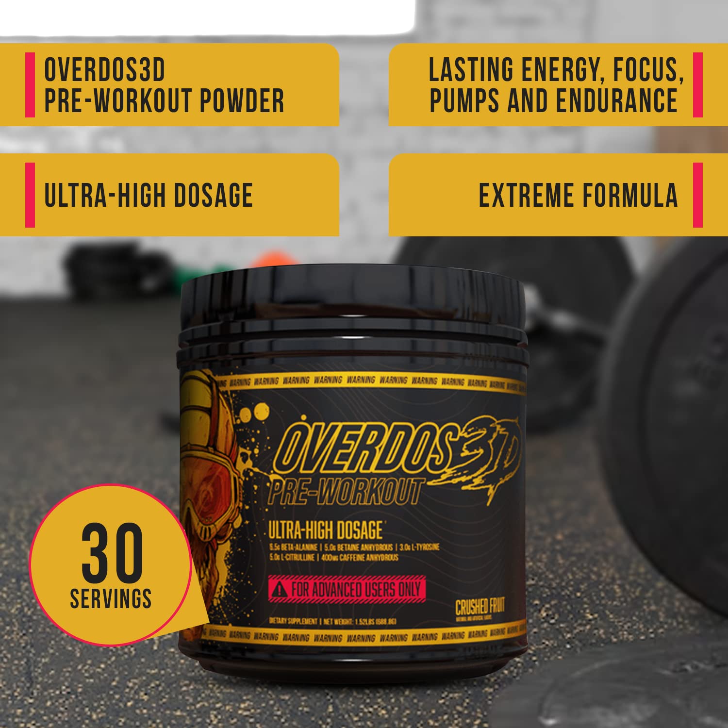 OVERDOS3D Pre-Workout Powder | Ultra-High Dosage | for Advanced Users ONLY Heath Secret