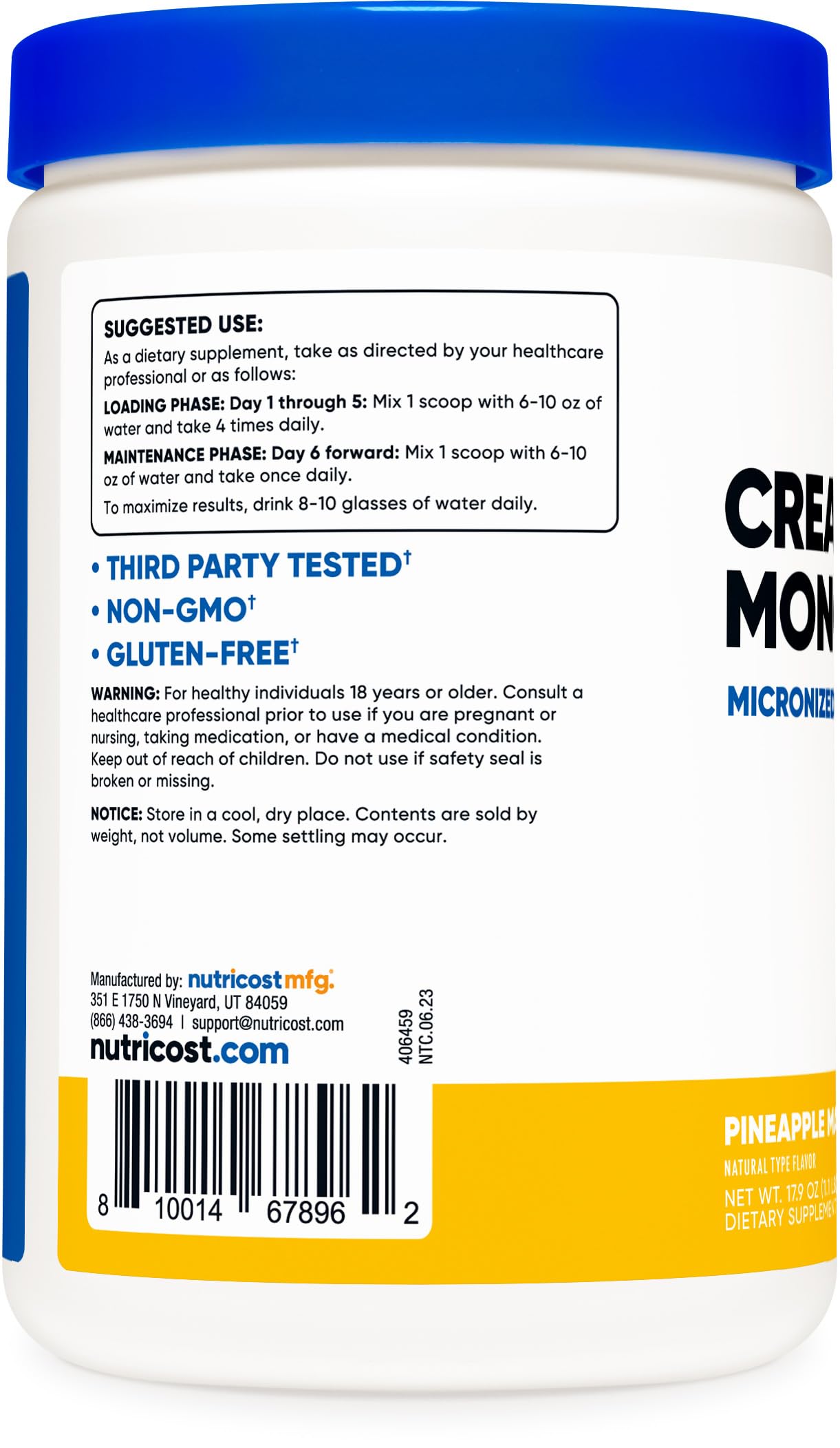 Nutricost Creatine Monohydrate Powder (Pineapple Mango, 500 Gram) - Micronized Nutricost