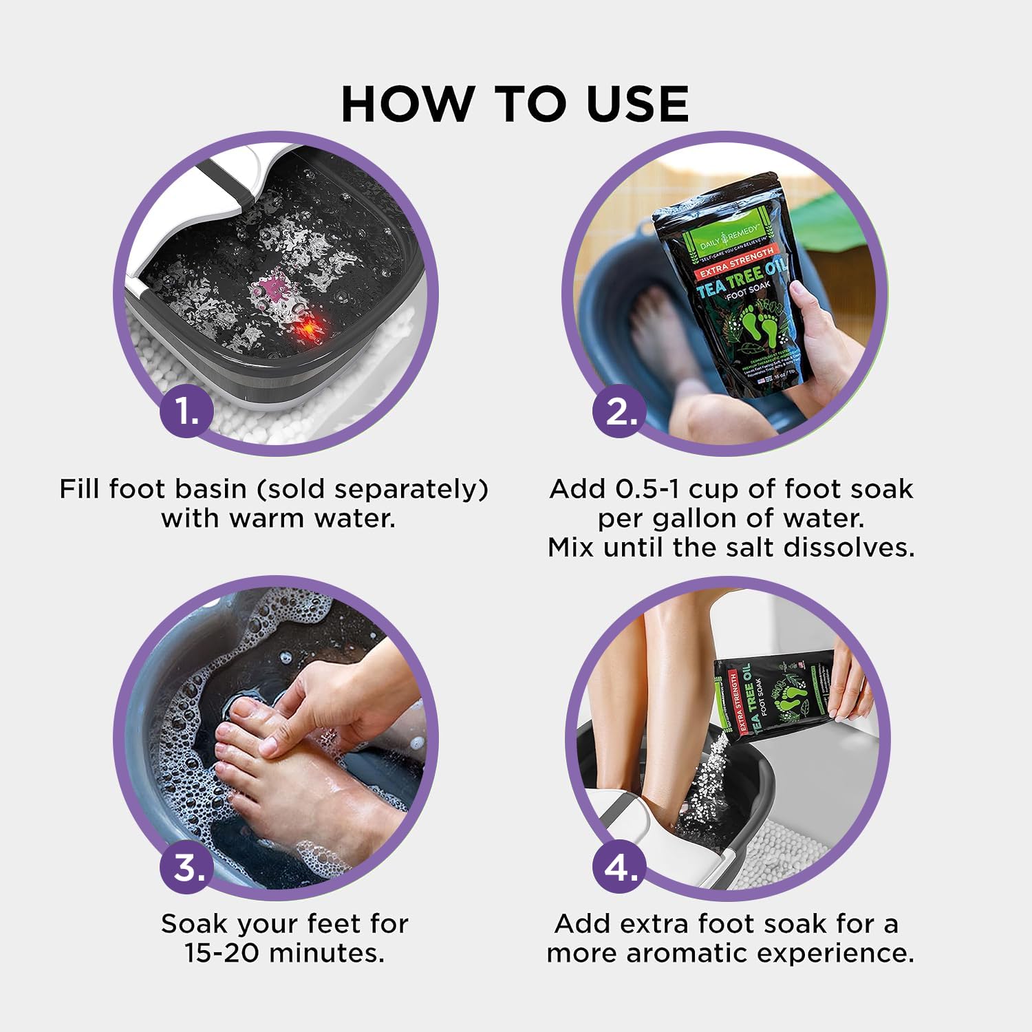 Calming Lavender Foot Soak with Epsom Salt, Made in USA, Foot Soak Soothes Sore Tired DAILY REMEDY