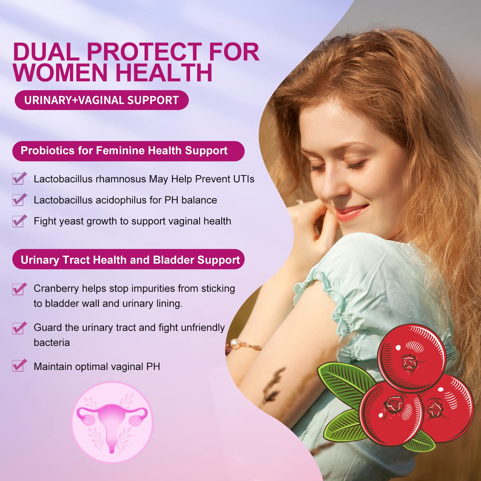 OMOGS Women's Probiotic,with Cranberry Extract and Organic Prebiotics,90 Billion CFUs OMOGS