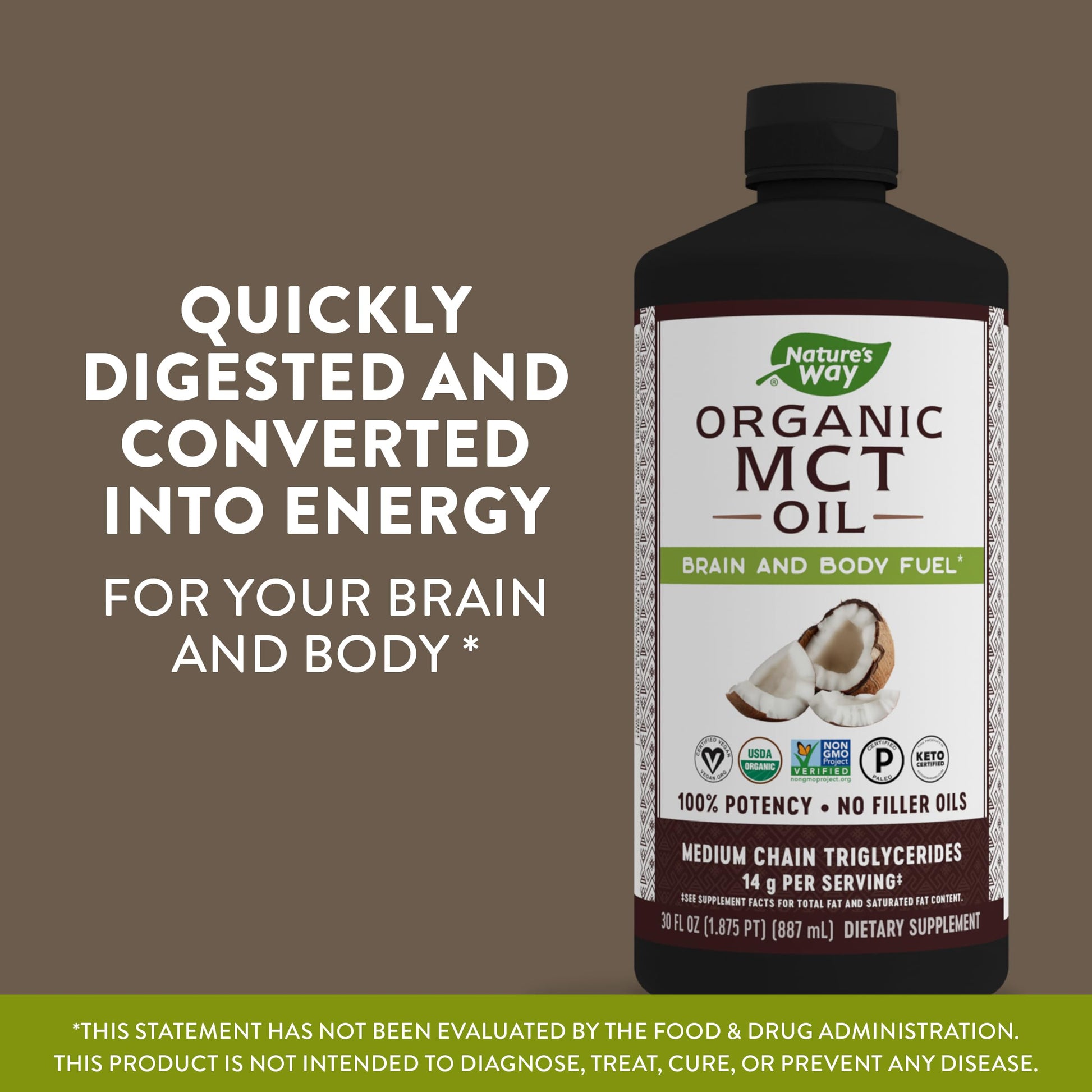 Nature's Way MCT Oil, Brain and Body Fuel from Coconuts*; Keto Paleo Certified Nature's Way