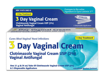Clotrimazole 3 -Day Vaginal Cream - 0.74 Oz (PACK OF 3)