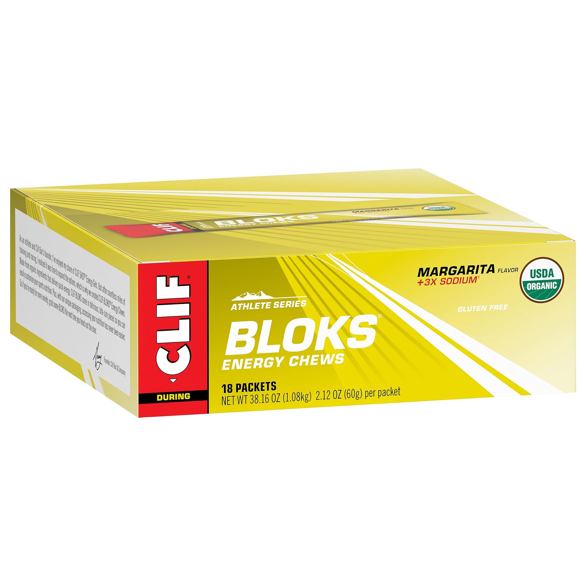 CLIF BLOKS - Margarita Flavor with 3X Sodium - Energy Chews - Non-GMO