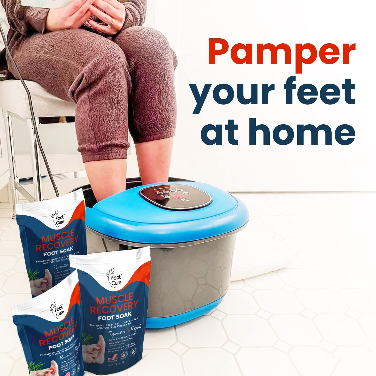 Muscle Relief Foot Soak with Epsom Salts - All Natural Salts for Post Workout Recovery FOOT CURE