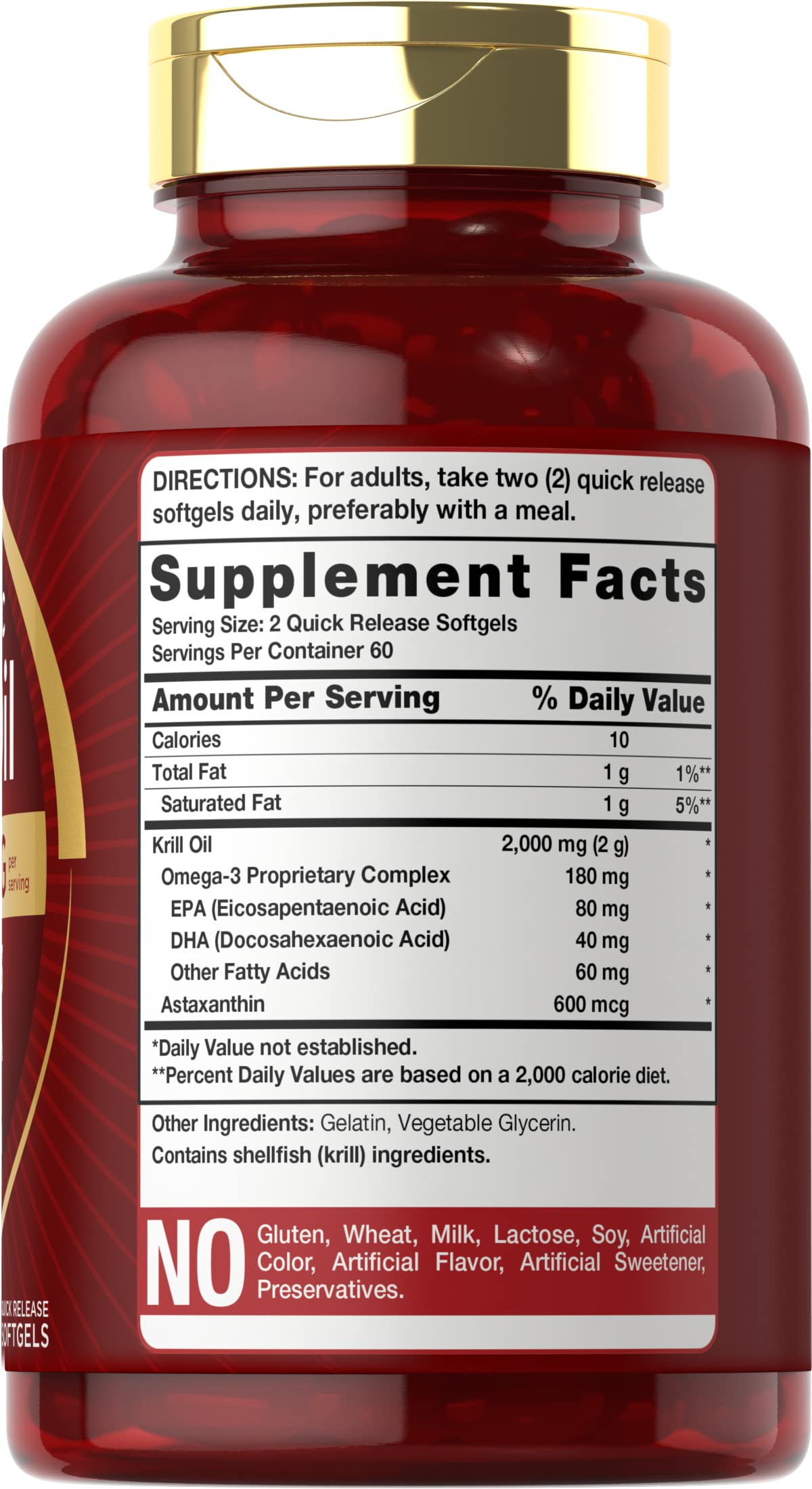 Carlyle Antarctic Krill Oil 2000 mg 120 Softgels | Omega-3 EPA, DHA, with Astaxanthin Carlyle