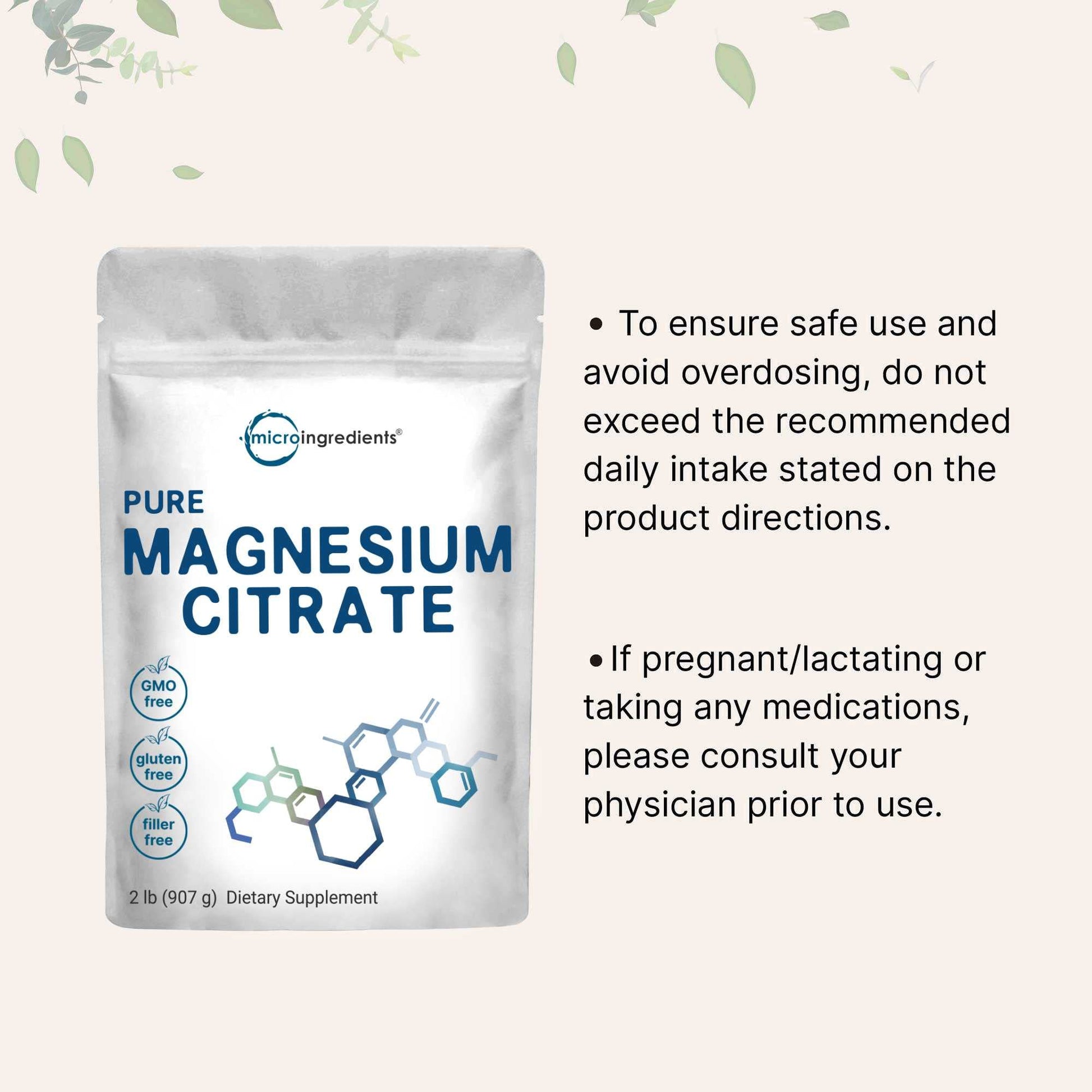US Origin Pure Magnesium Citrate Powder (Citrato de Magnesio en polvo), 2 Pounds Micro Ingredients