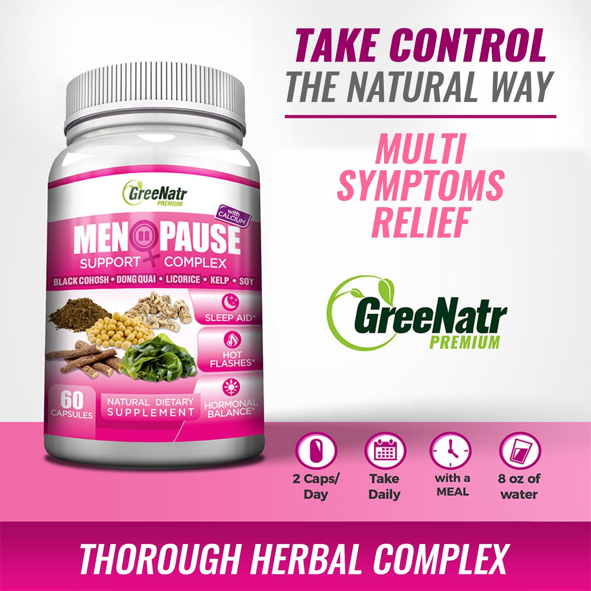 GreeNatr Synergic Bundle - Herbal Menopause Support Complex for Hot Flashes, Night Sweats & Mood Swings GreeNatr
