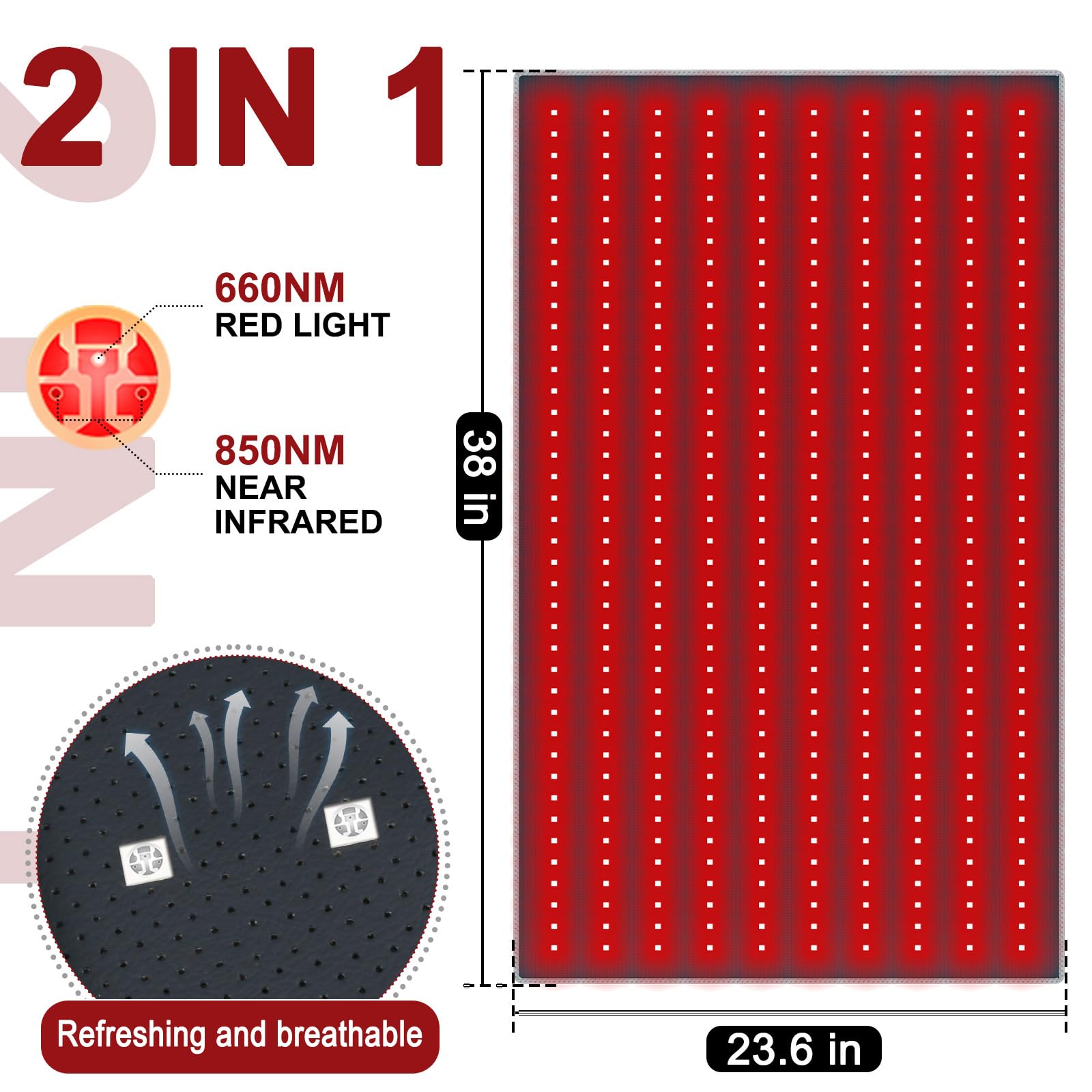 Red Light Therapy Pad 38 * 23.6 in - Red Light Therapy Body, 400 LEDs Using 660nm Red Light Rutollmit