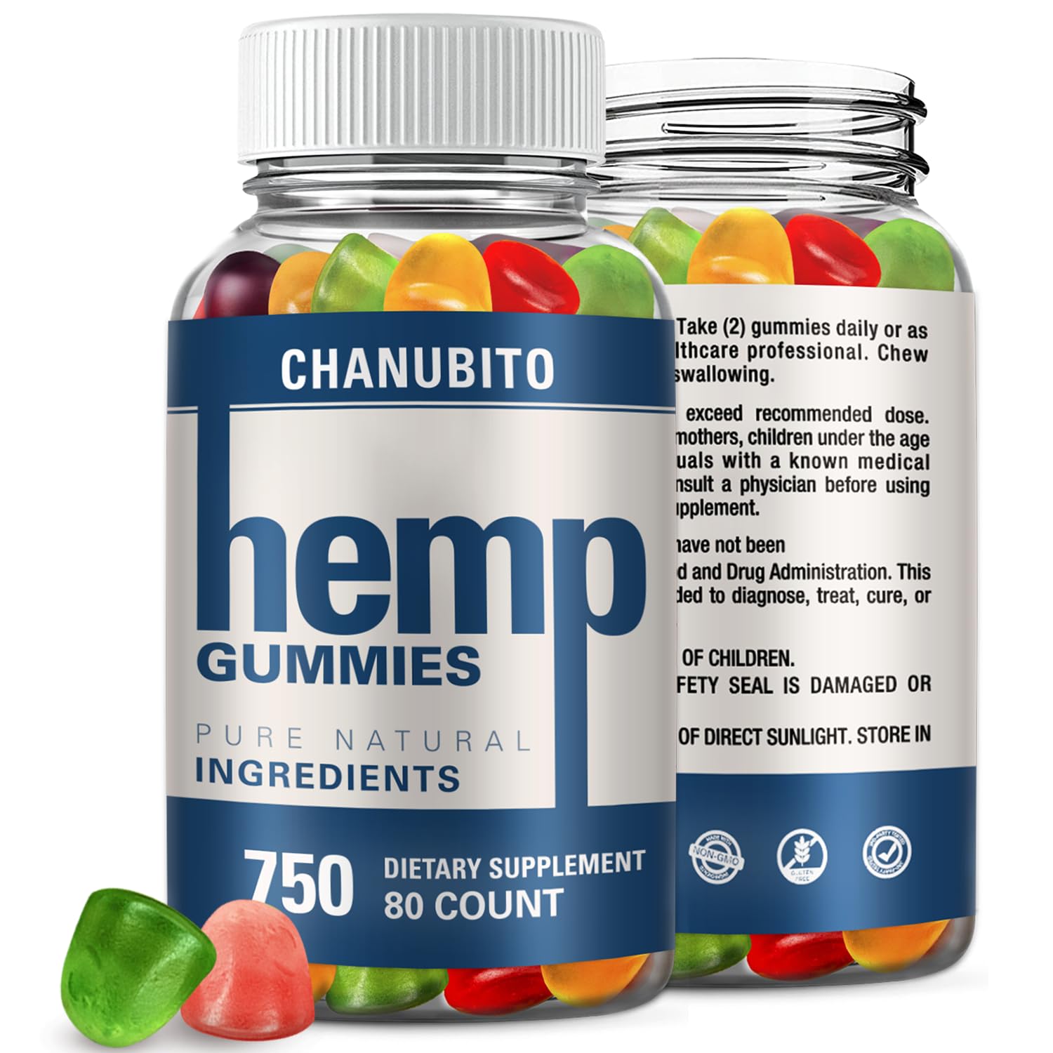 Hemp Gummies Organic High Potency Hemp Supplement - Pain, Sleep, Stress