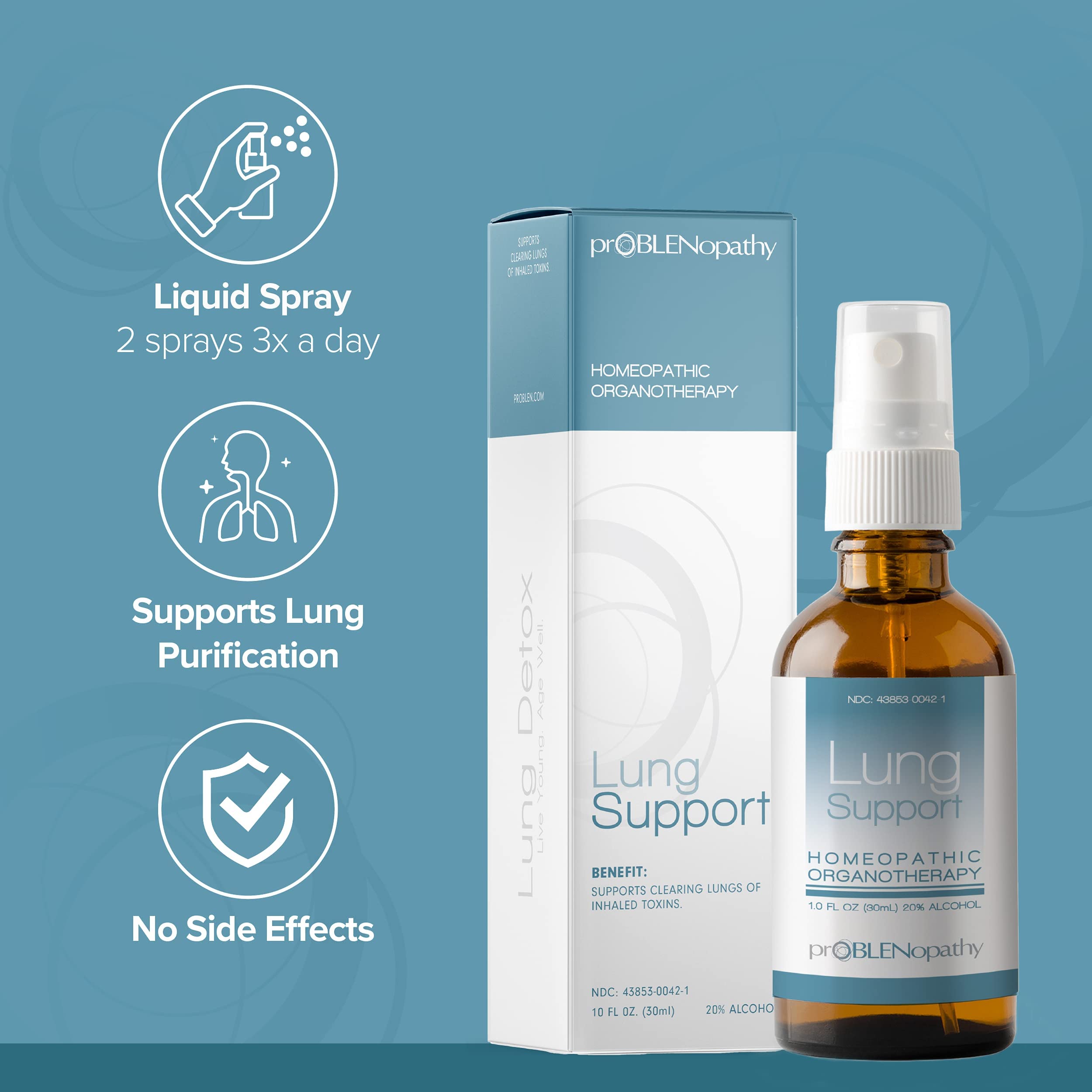 proBLENopathy Lung Support Oral Spray 30-Day Supply - Respiratory Protection & Toxin Removal proBLENopathy