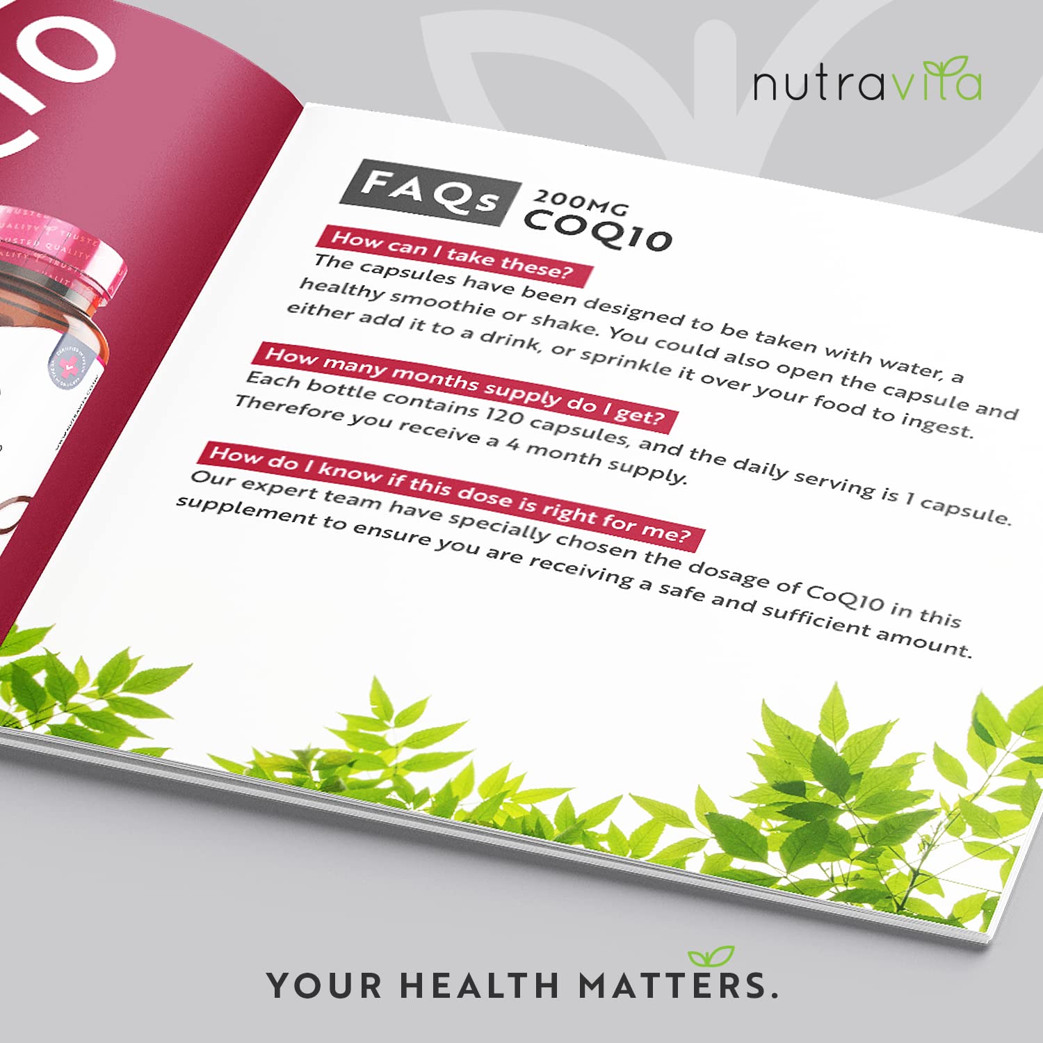 CoQ10 200mg - 120 Vegan Capsules of High Strength Co Enzyme Q10 (4 Months Supply) Nutravita