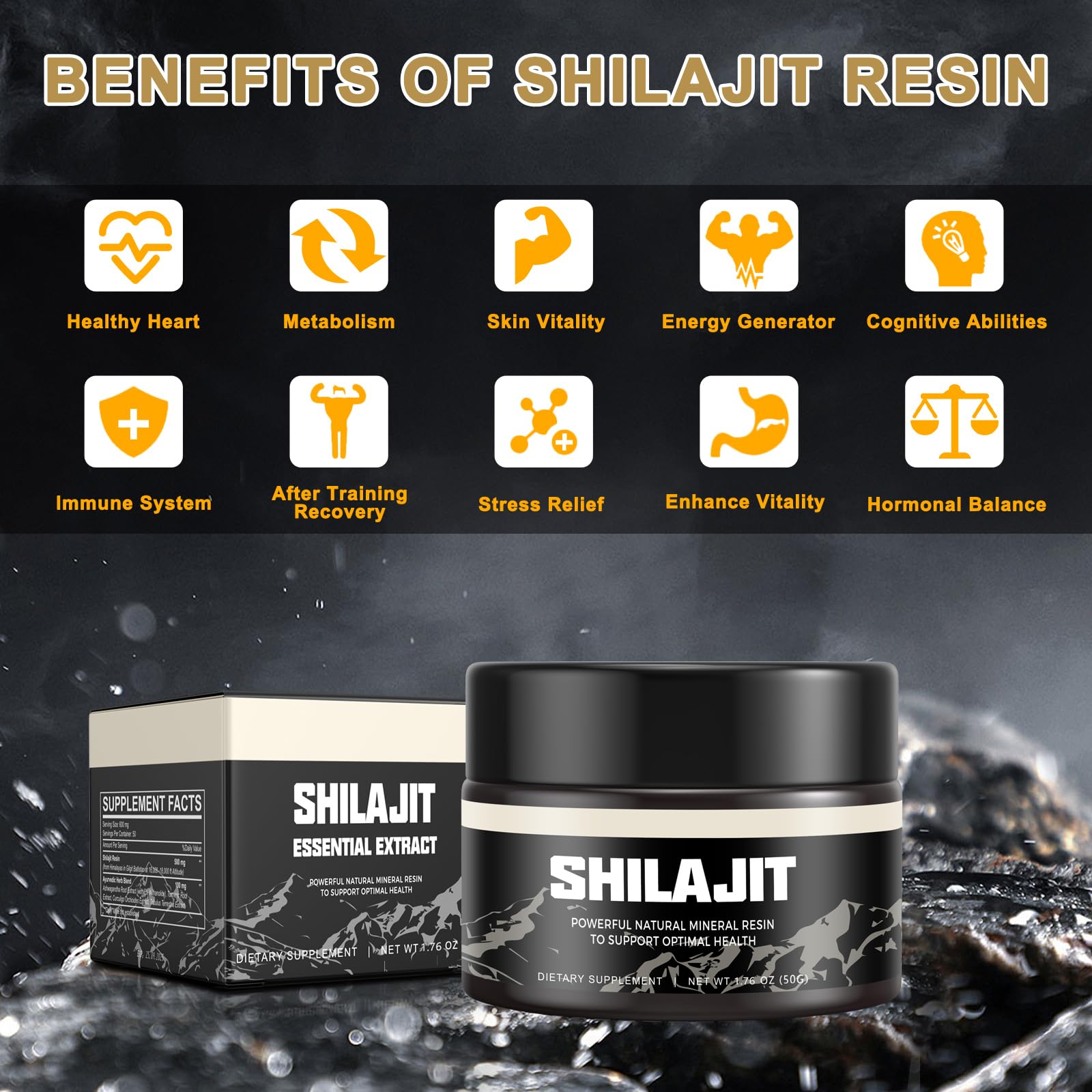 Shilajit Pure Himalayan Organic Shilajit Resin - Gold Grade 100% Shilajit Supplement Scarremover
