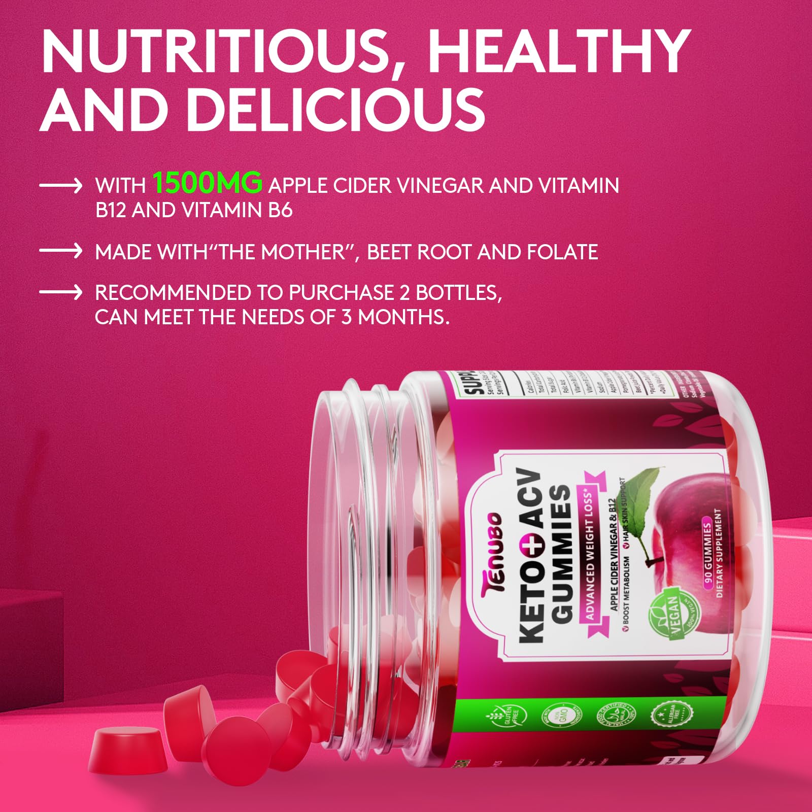 Tenubo Keto ACV Gummies Advanced Weight Loss - 90 Count Speedy Keto Acv Tenubo