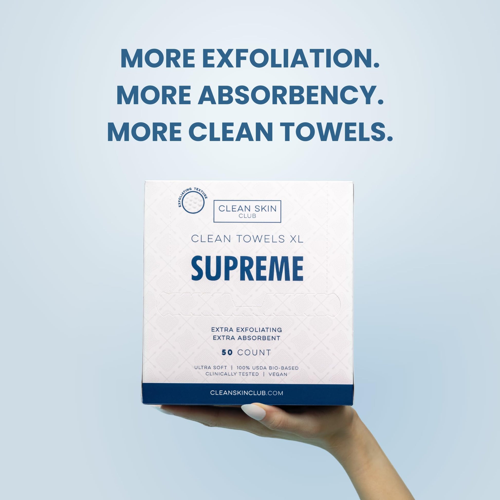 Clean Skin Club Clean Towels XL Supreme, 50 Count, Absorbent, Gentle CLEAN SKIN CLUB