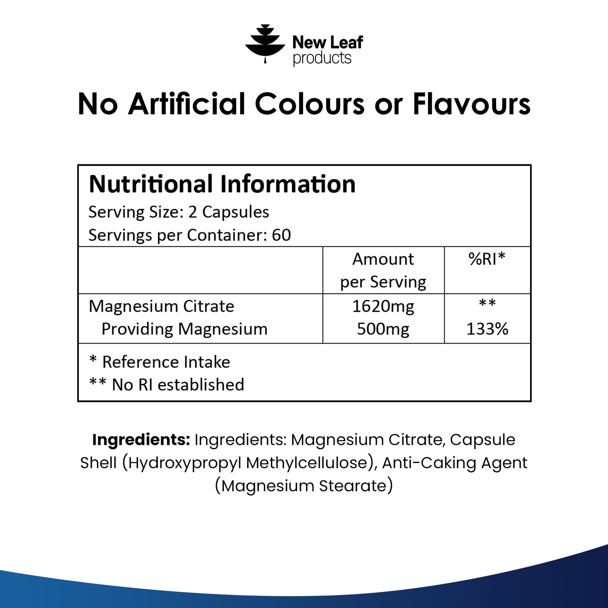 Magnesium Supplements 1620mg - Super Strength - Magnesium Citrate Capsules NEW LEAF PRODUCTS