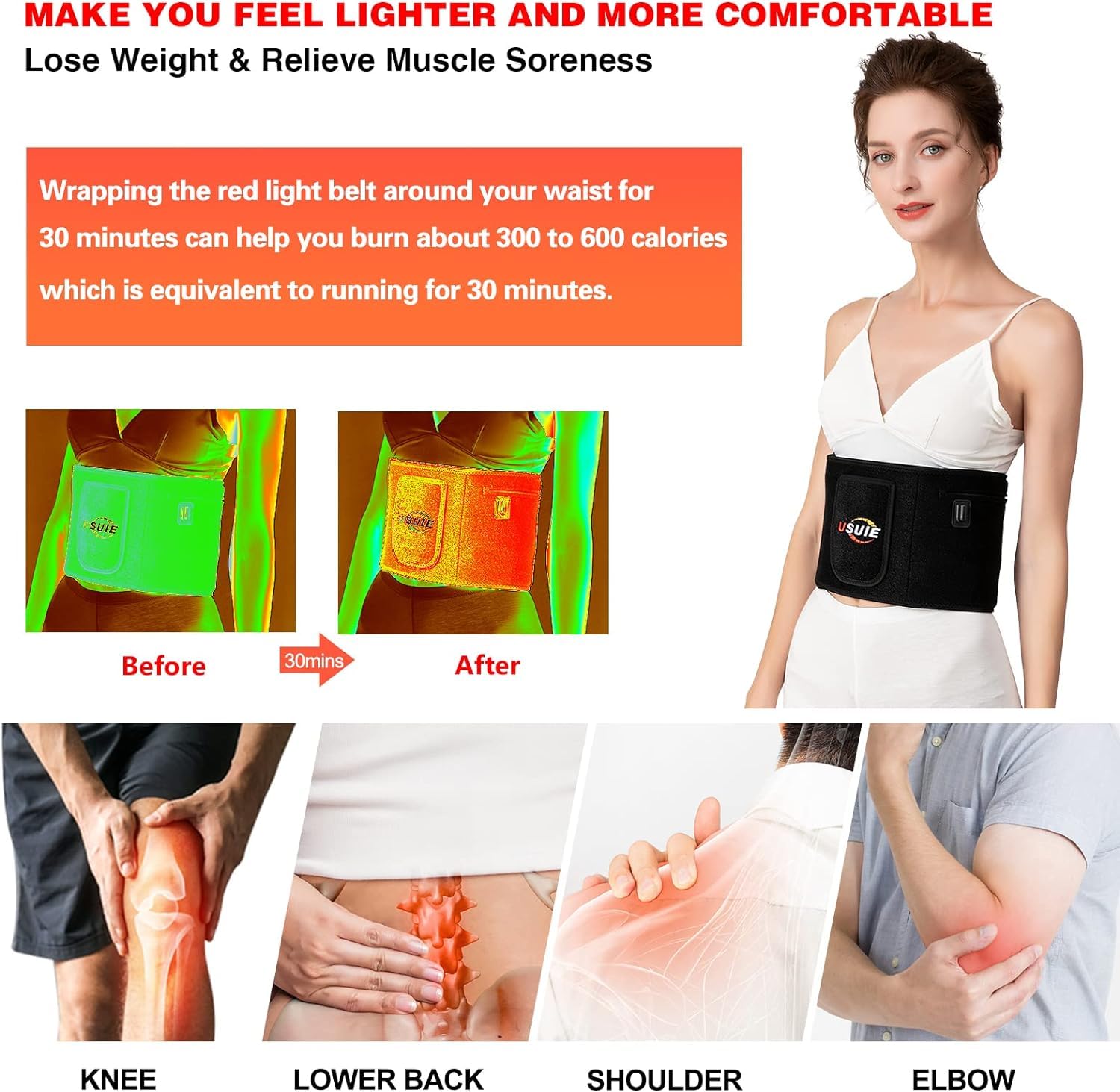 USUIE Red Light Therapy Belt, Infrared Light Therapy Wrap Red Light Therapy Device USUIE