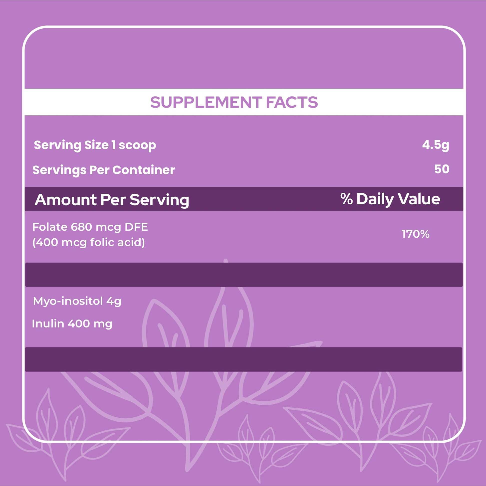 Holiherb 4g Myo Inositol + Folic Acid Holiherb