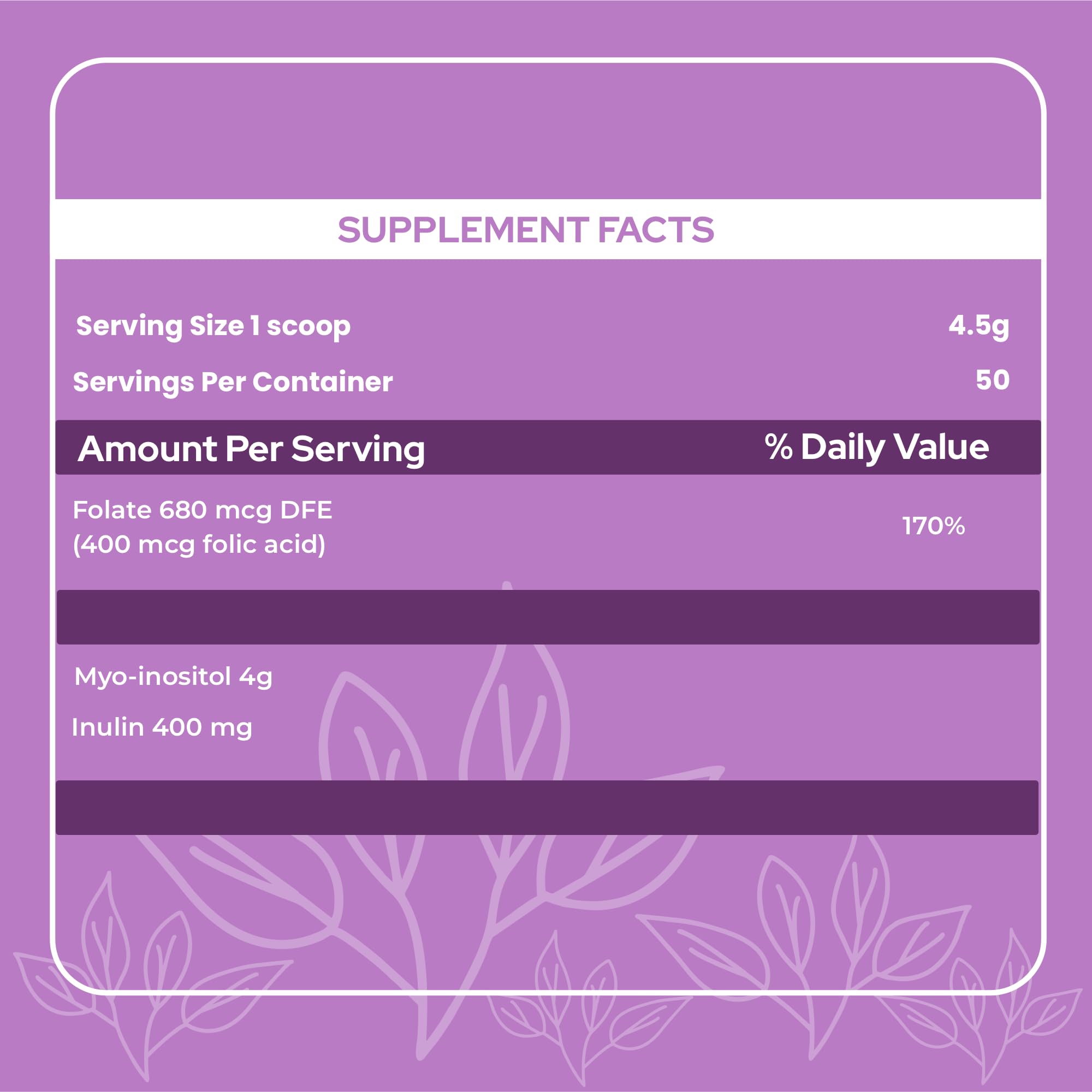 Holiherb 4g Myo Inositol + Folic Acid Holiherb