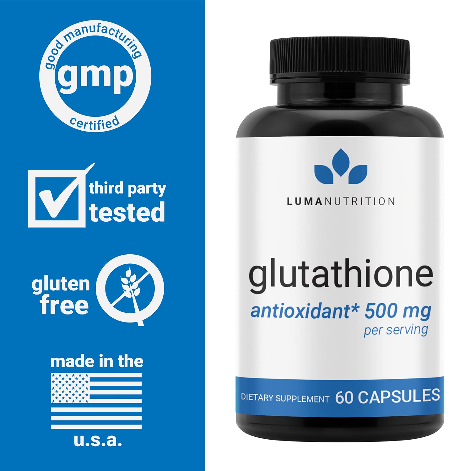 Premium Glutathione - Reduced Glutathione 500mg - Glutathione Supplement - L-Glutathione Luma Nutrition