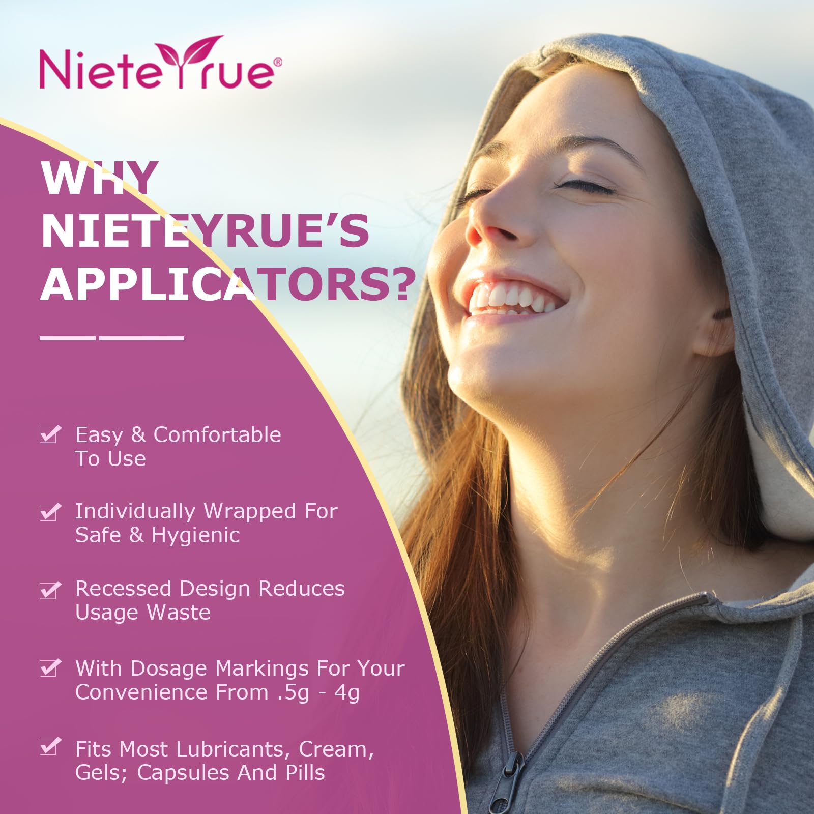 Nieteyrue Plastic Vaginial Cream Applicators (60 Packs) 2024 New Dosage Markings Individually Nieteyrue