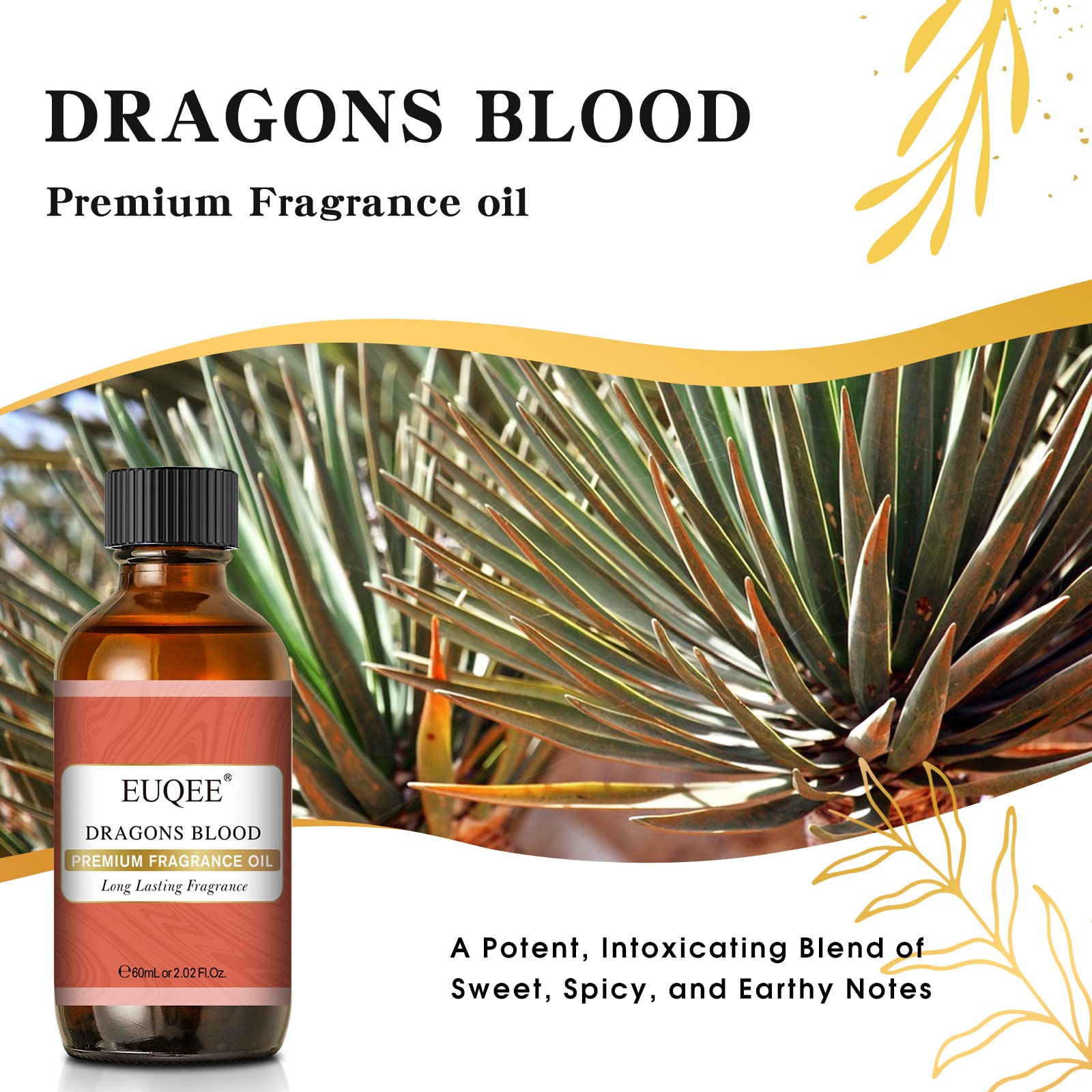 EUQEE Dragons Blood Fragrance Oils, 60ml Scent Essential Oils with Glass Dropper for Diffusers EUQEE