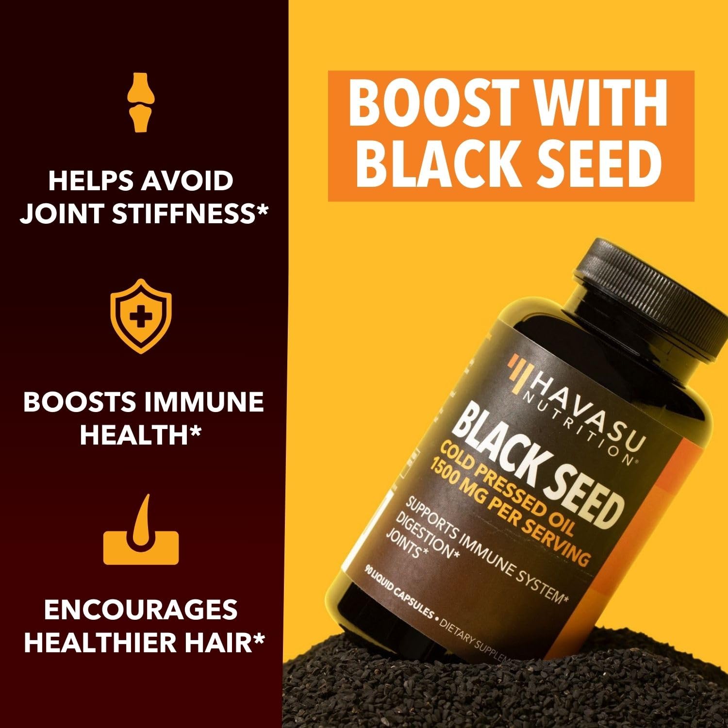 Black Seed Oil Nigella Sativa Cold-Pressed Capsules | 1500mg Black Cumin Seed Oil HAVASU NUTRITION