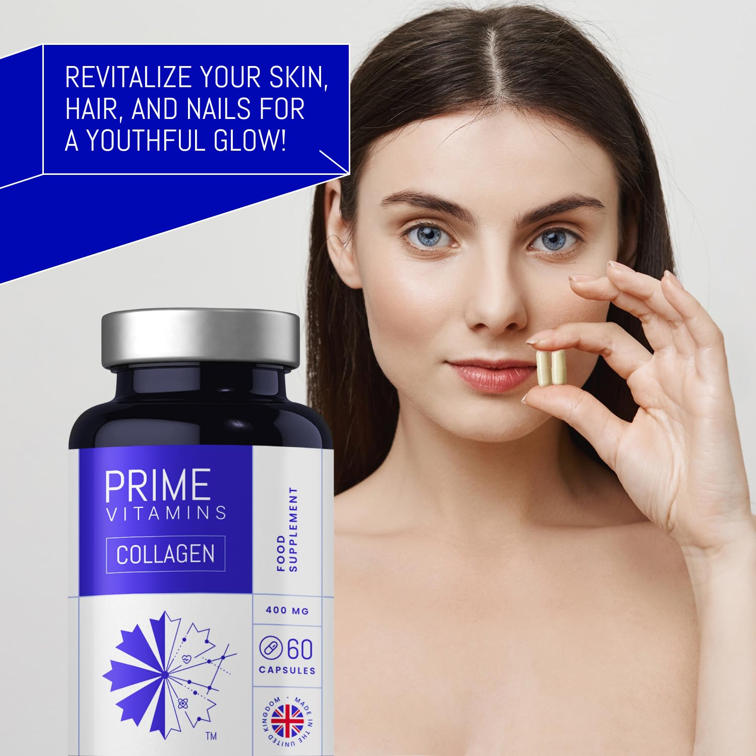 Marine Collagen 400mg | Hydrolysed Collagen Supplements for Women & Men PRIME VITAMINS