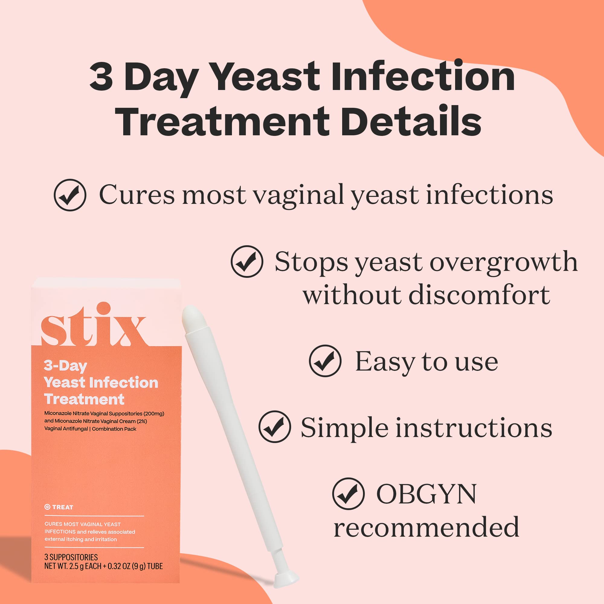 Stix 3-Day Yeast Infection Treatment for Women - Relieves External Itching & Irritation Get Stix