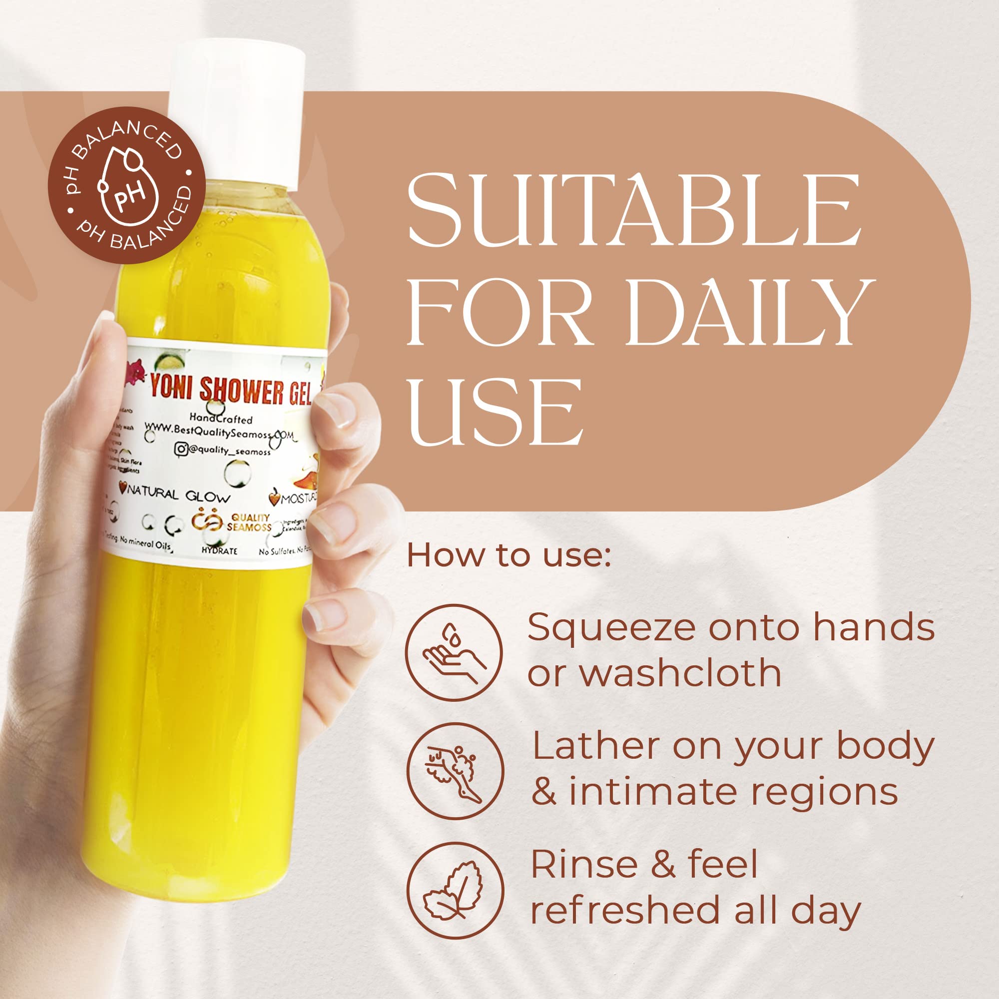 Ph Balance Feminine Wash - Vee Health & Yoni Wash Shower Gel- Use with Yoni Oil. Moisturizing Calendula Quality Seamoss and Yoni Oil