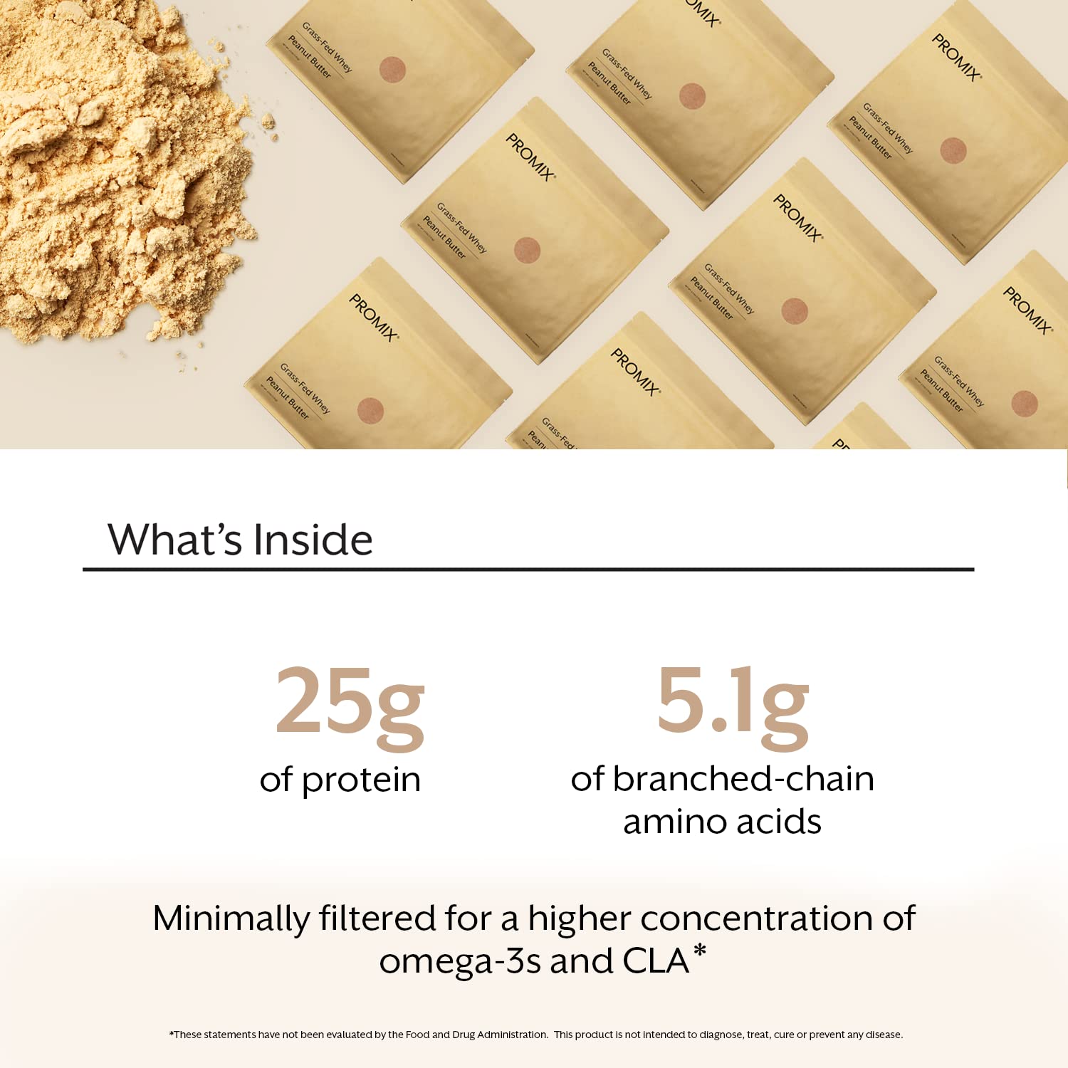 Promix Whey Protein Powder, Peanut Butter - 2.5lb Bulk - Grass-Fed & 100% All Natural ProMix Nutrition