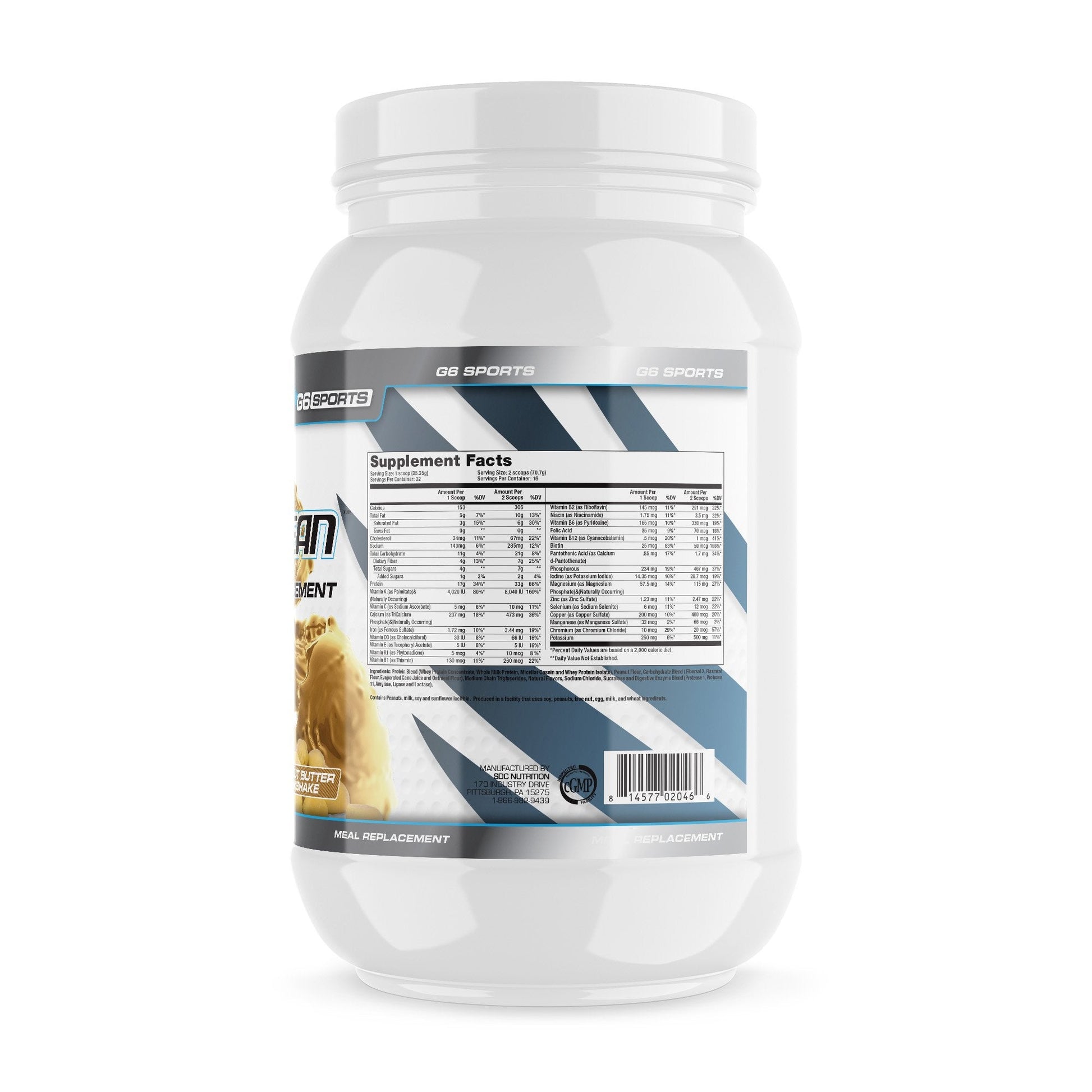 G6 Sports Nutrition Super-Lean Deluxe Meal Replacement (32g Protein, 7g Fiber, 25 Added G6 Sports