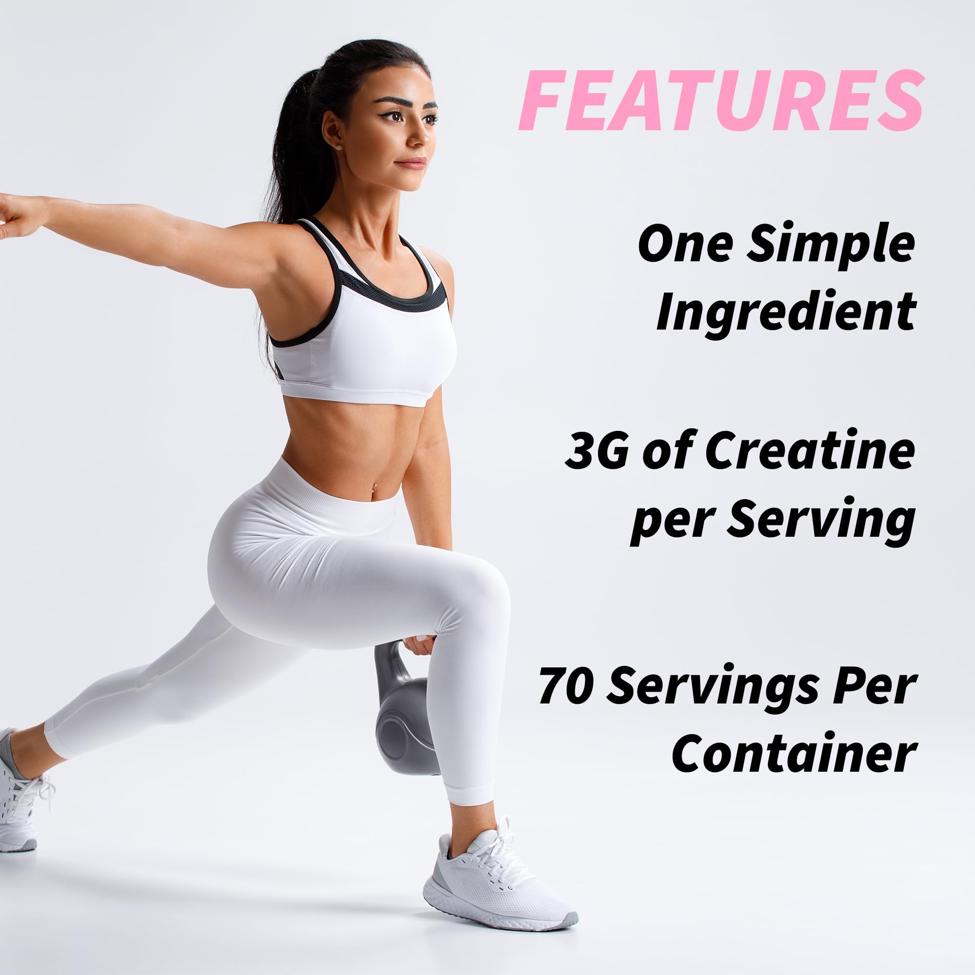 Creatine Supplement for Women's Booty Gains - Unflavored Micronized Creatine Peach Pump