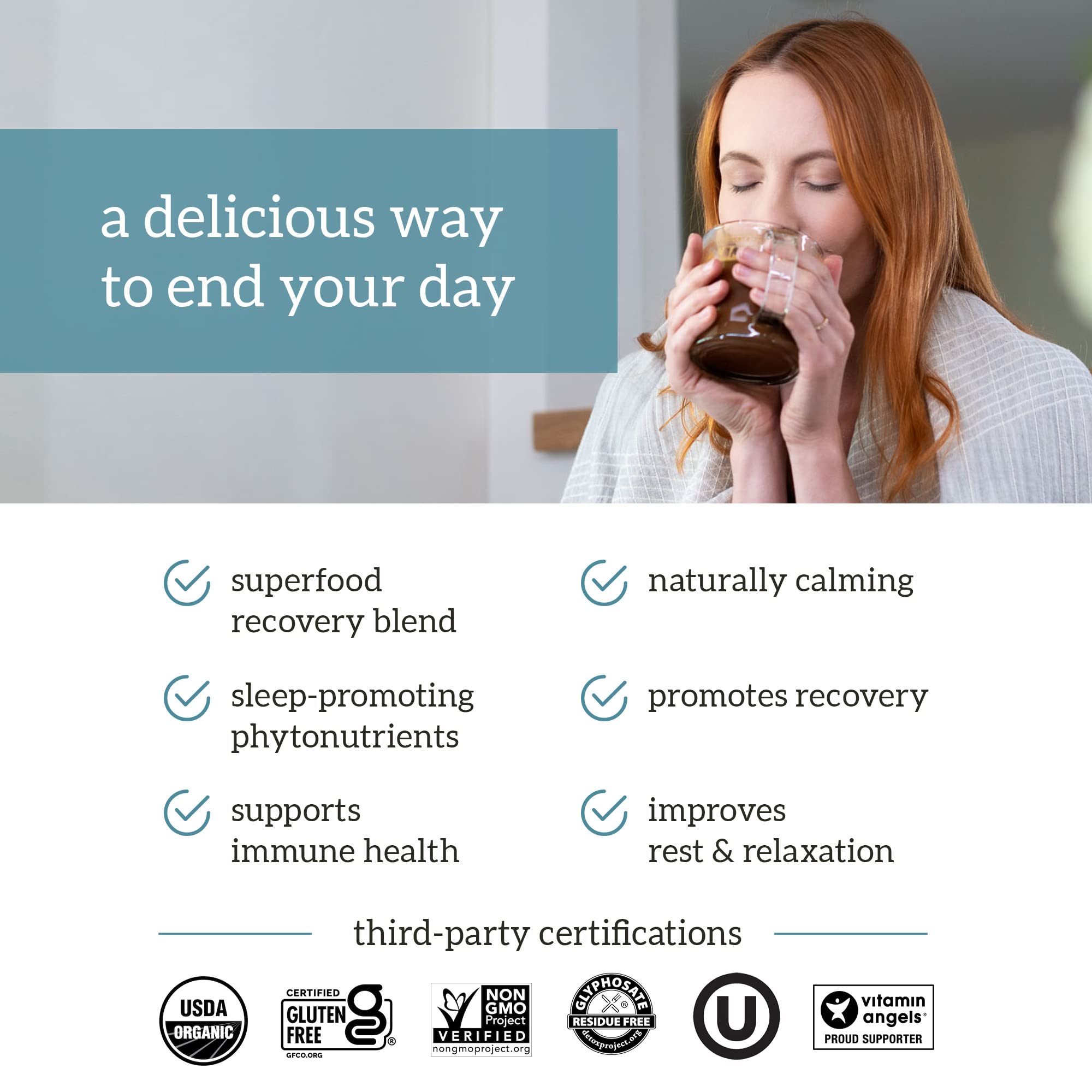 Organifi - Gold Chocolate - Superfood Supplement Powder - 20 Day Supply - Supports Rest Organifi